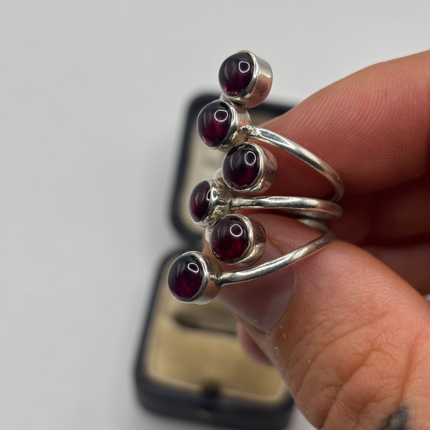 Silver Abstract Garnet Ring
