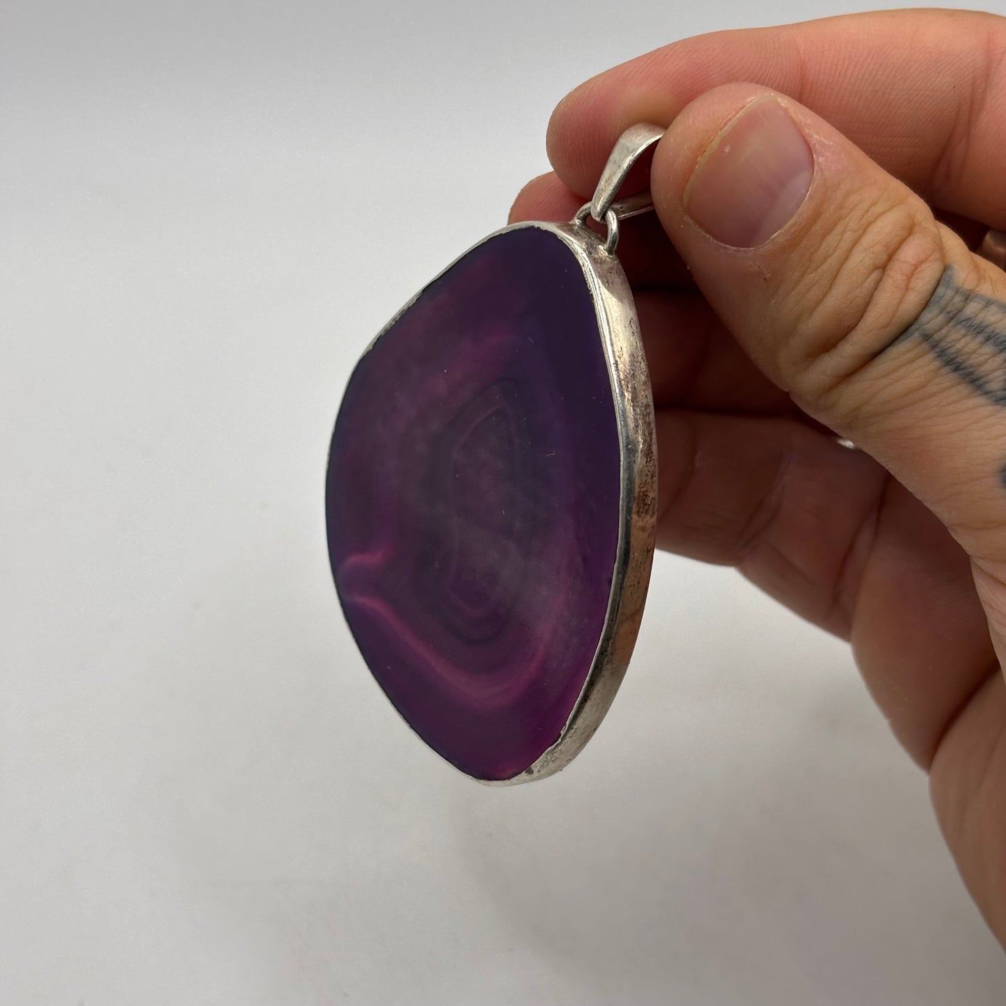 Silver Large Agate Pendant