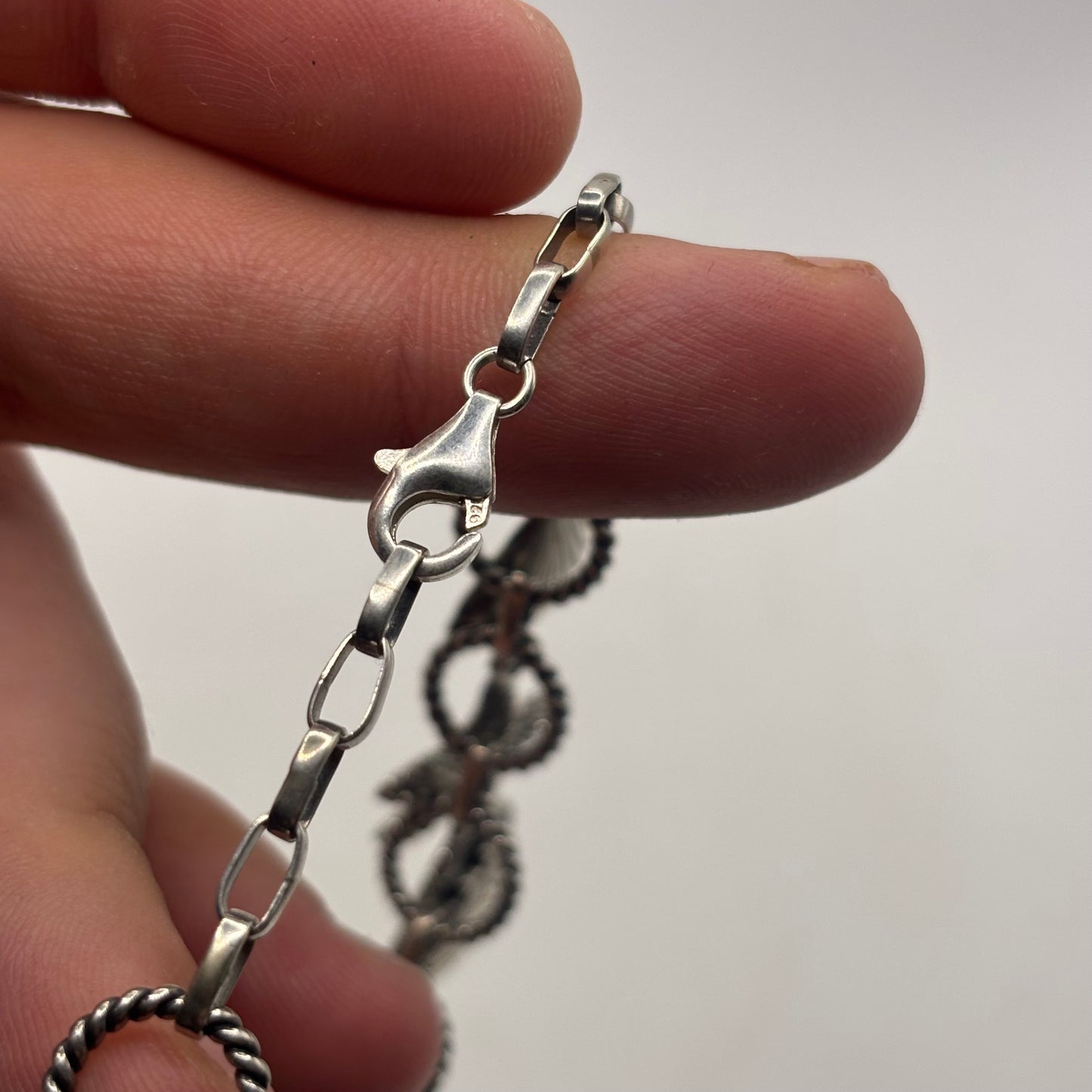 Silver 6.5”-7.5” Heavy Sea Themed Bracelet