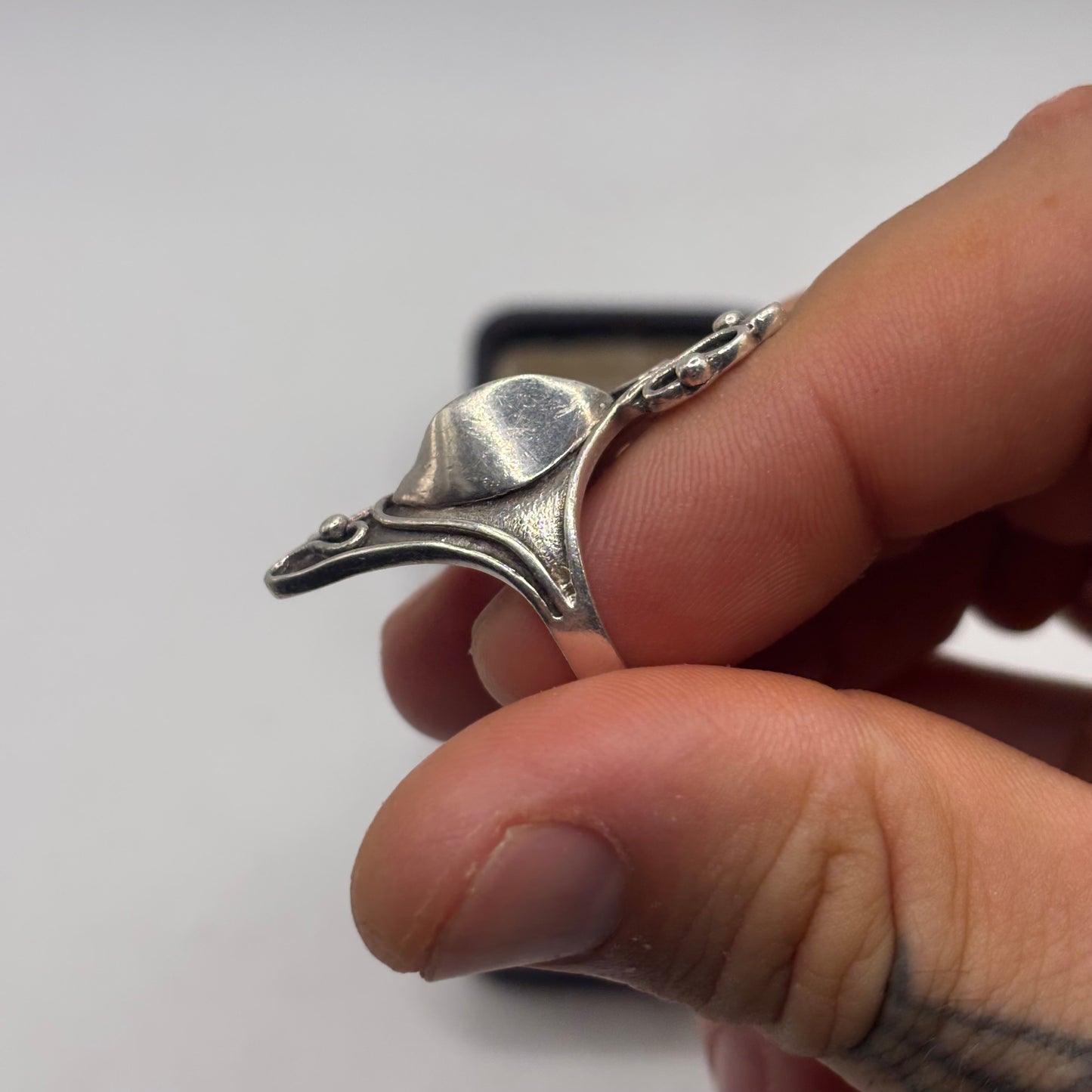 Silver Garnet Abstract Ring