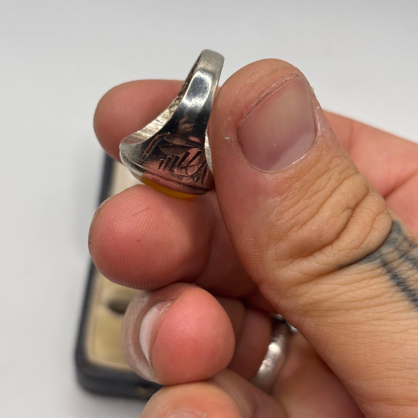 Silver Agate Signet Ring