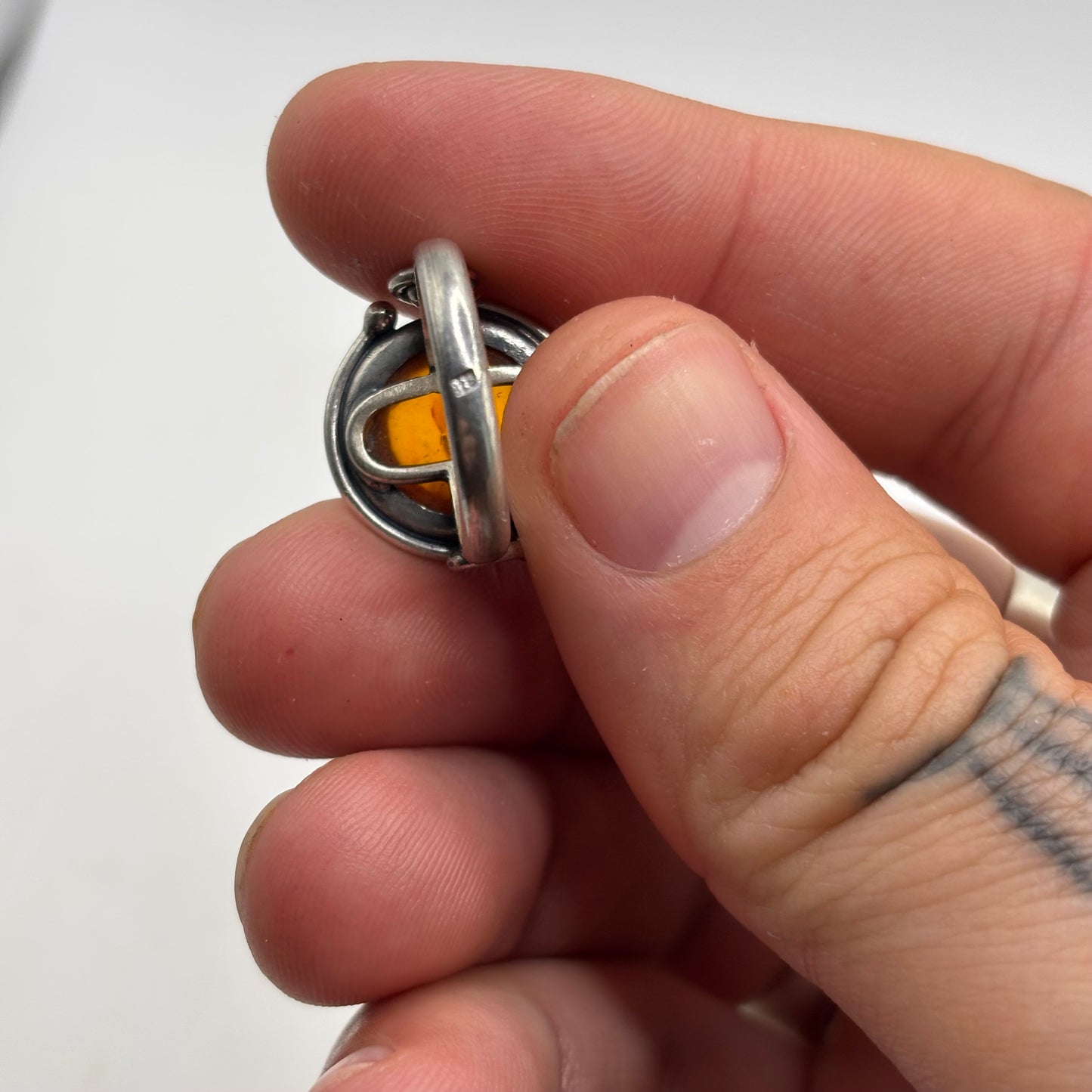 Silver Amber Ring (L)