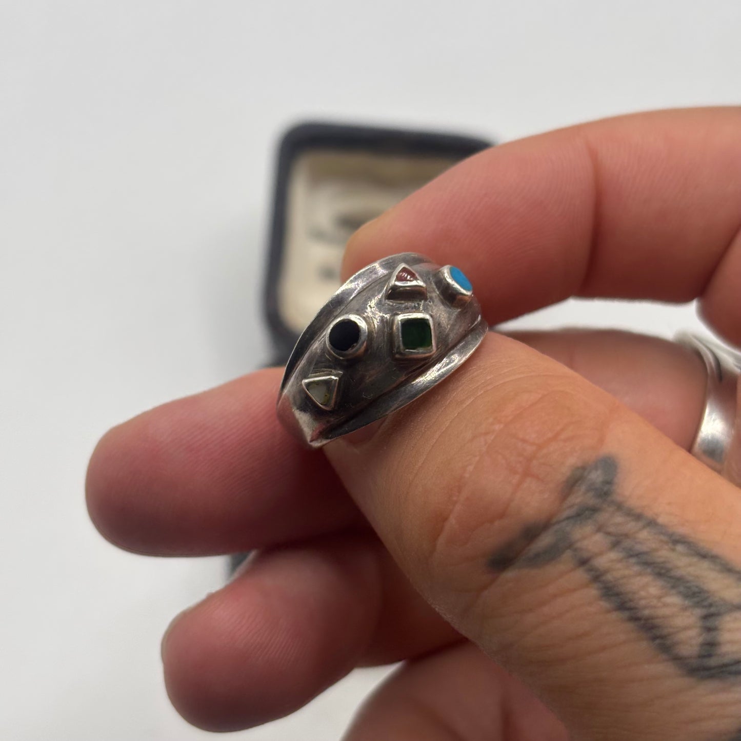 Silver Multi Gem Ring