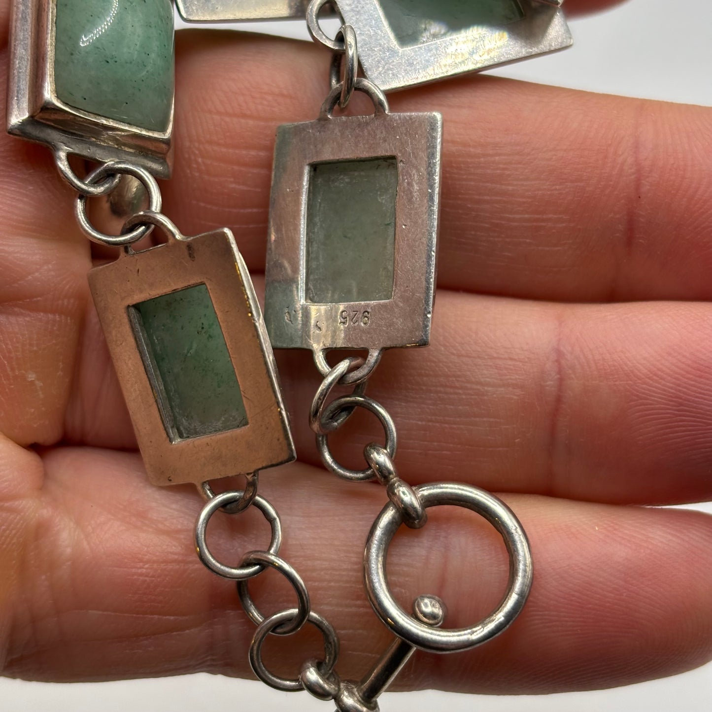 Silver 8” Jade Bracelet