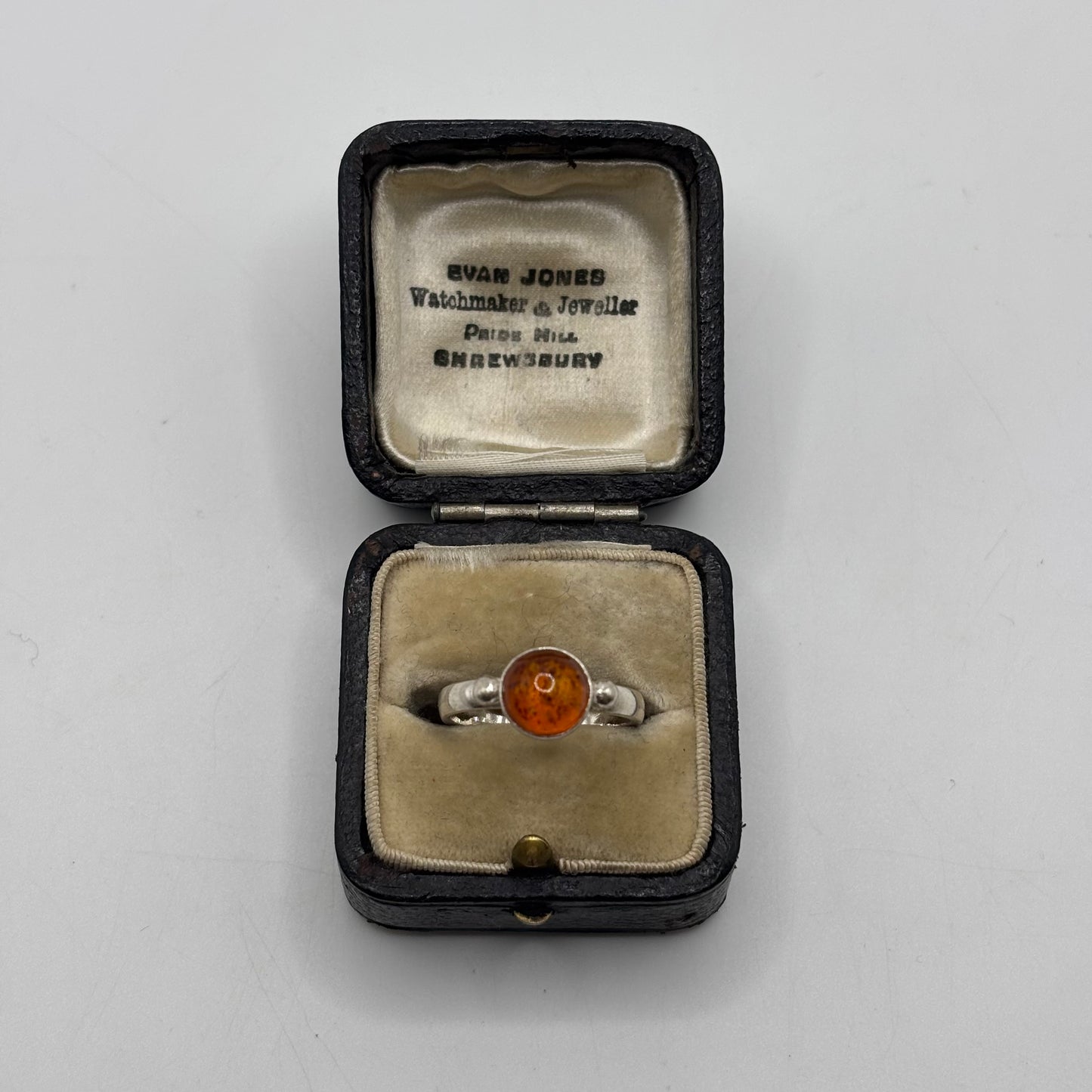 Silver Amber Ring