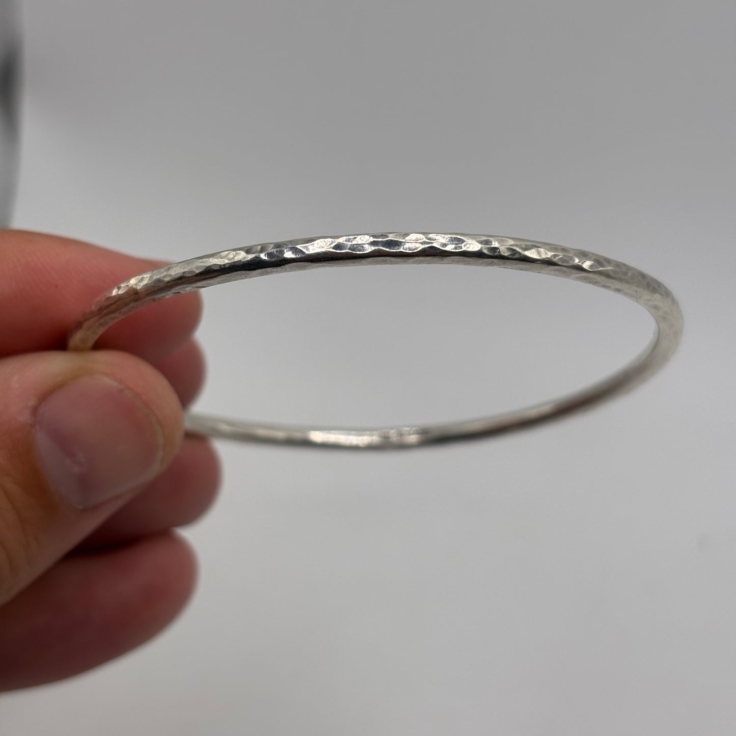 Silver Hammered Bangle (60mm)