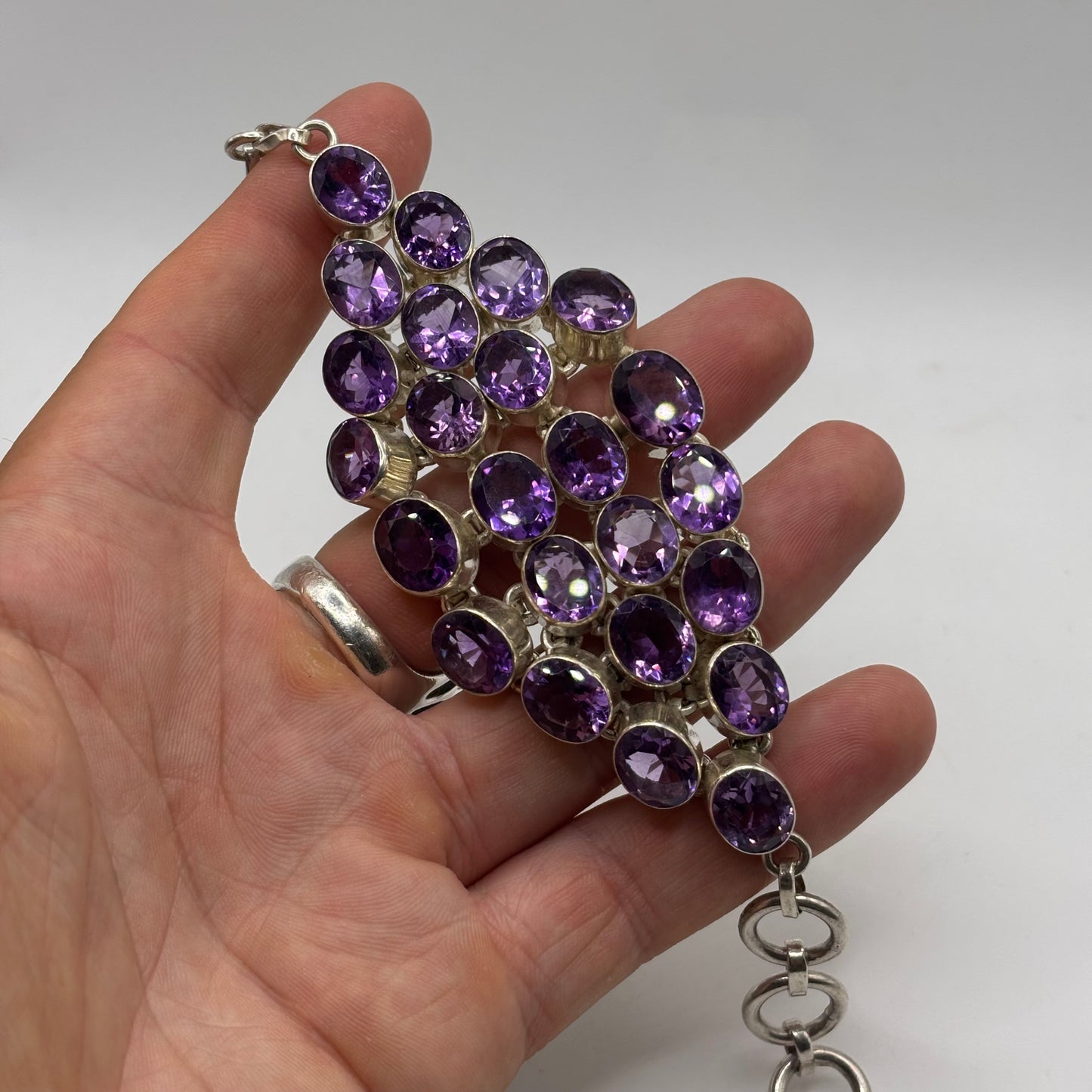 Silver 6”-7.5” Incredible Amethyst Bracelet
