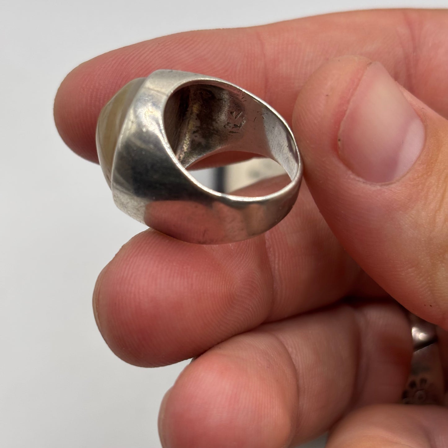 Silver Agate Midcentury Ring (L)
