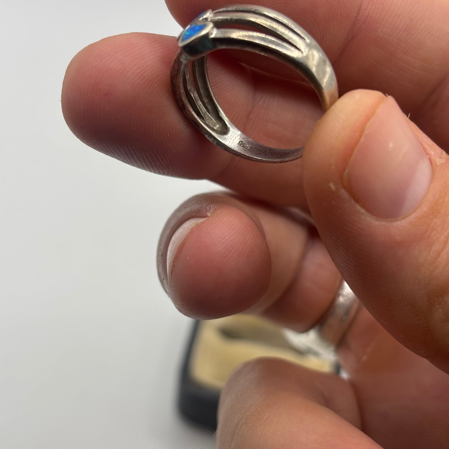 Silver Opal Heart Ring