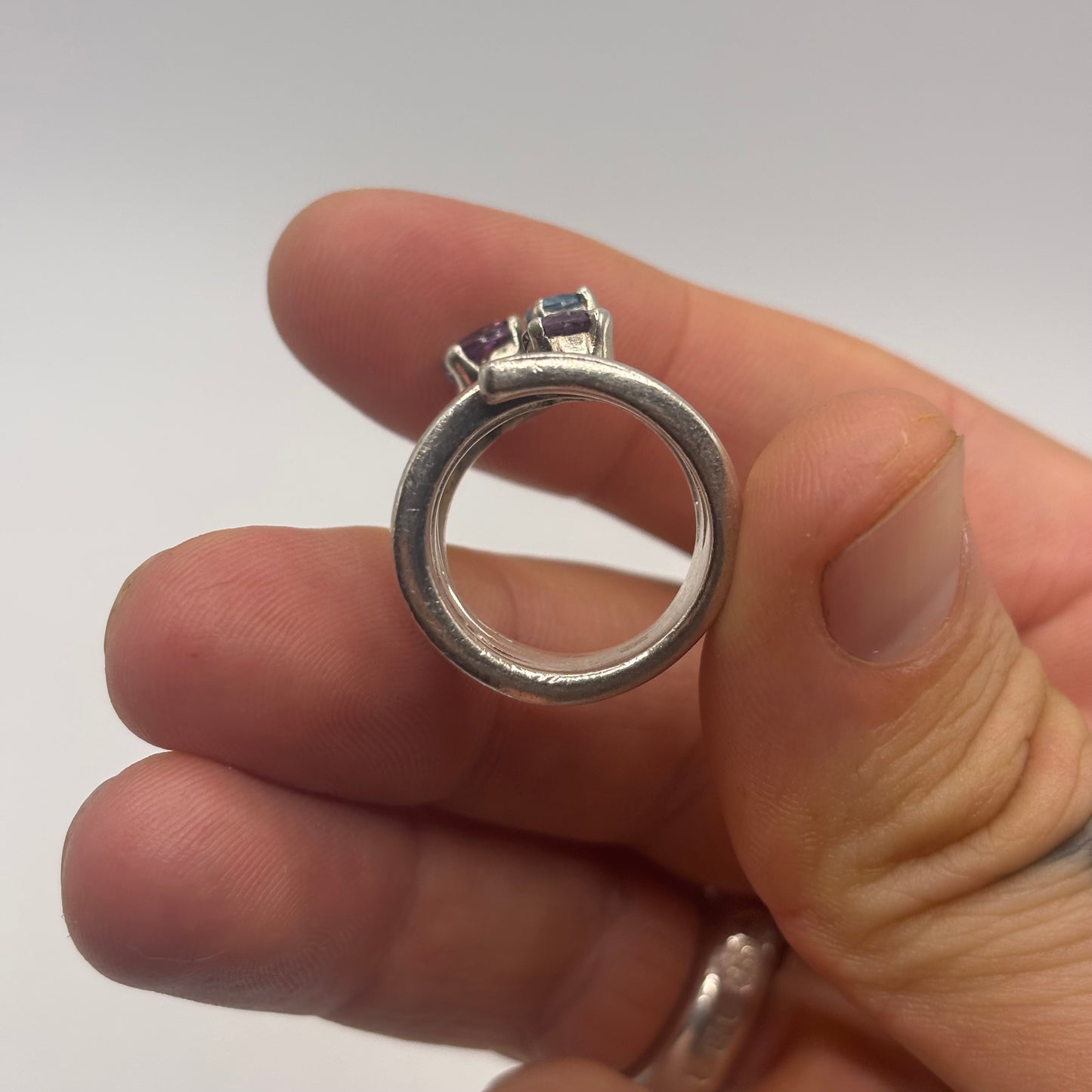 Silver Amethyst & Topaz Chunky Ring