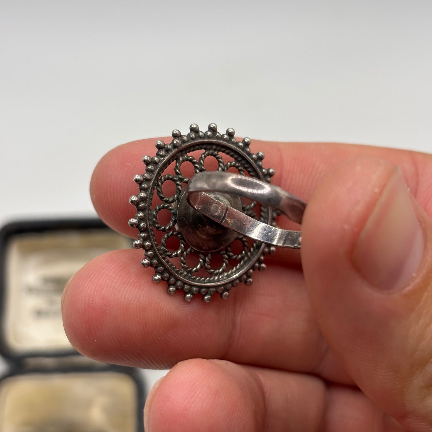 Silver Unusual Garnet Ring (N)