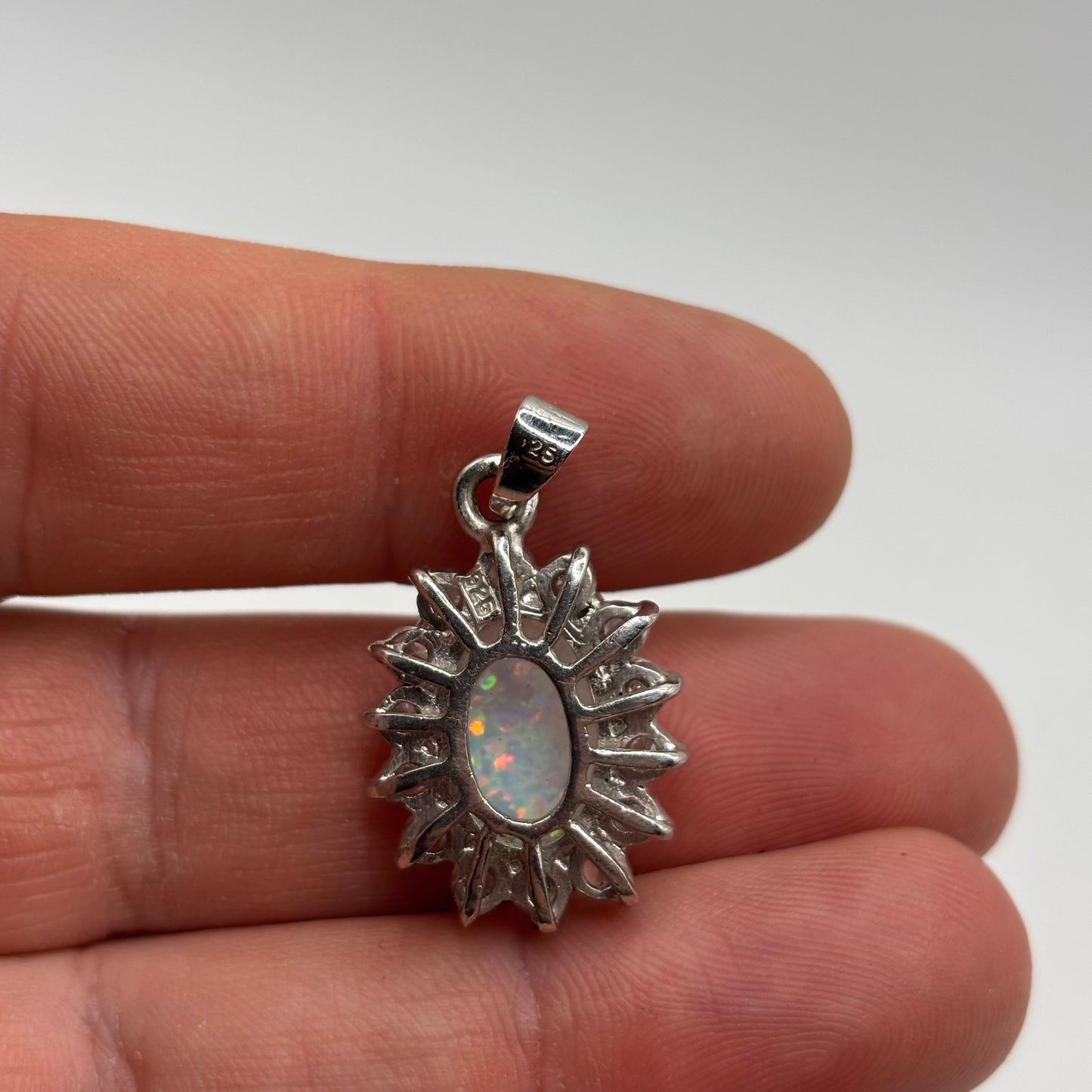 Silver Opal & CZ Pendant