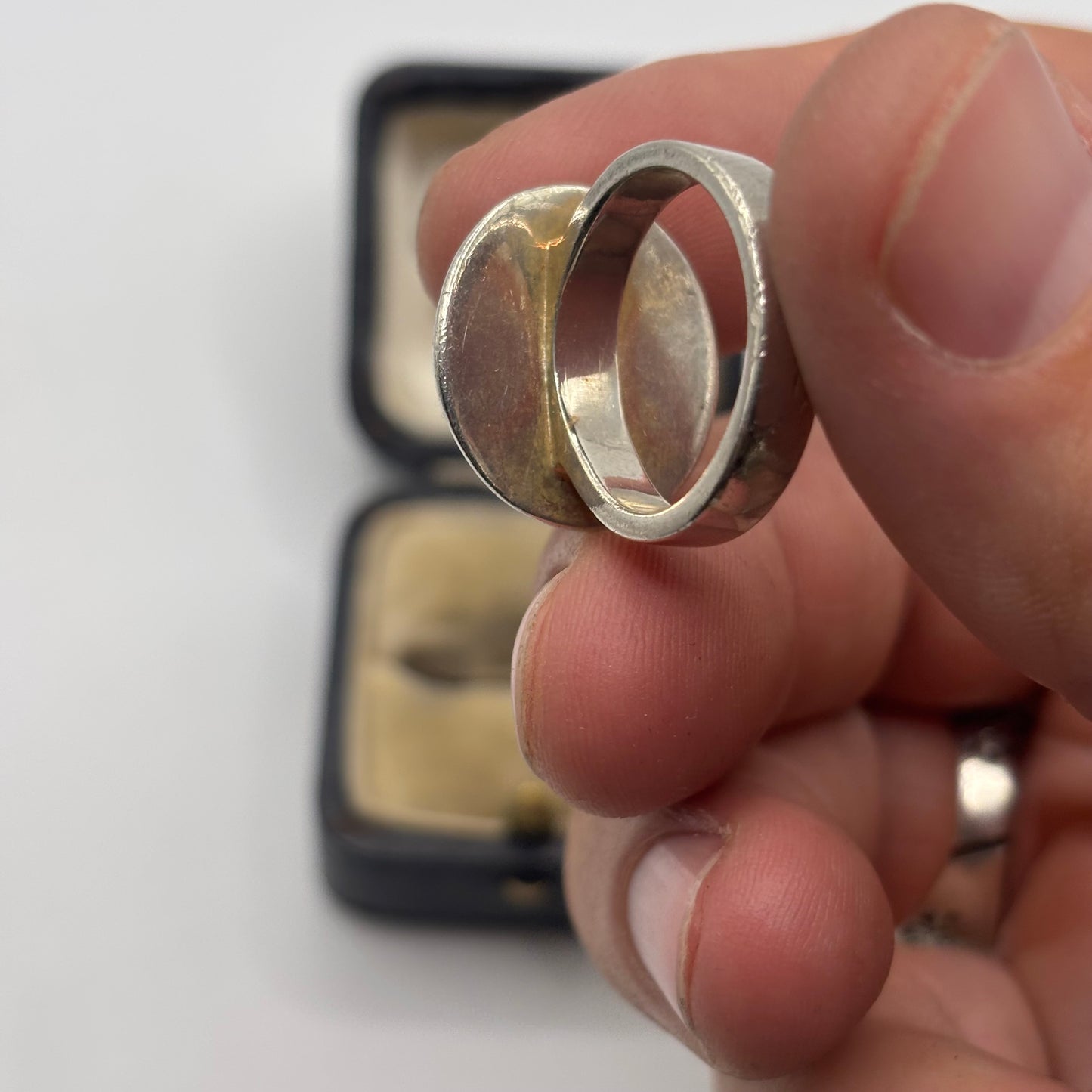Silver Pearl Inlay Ring (M)