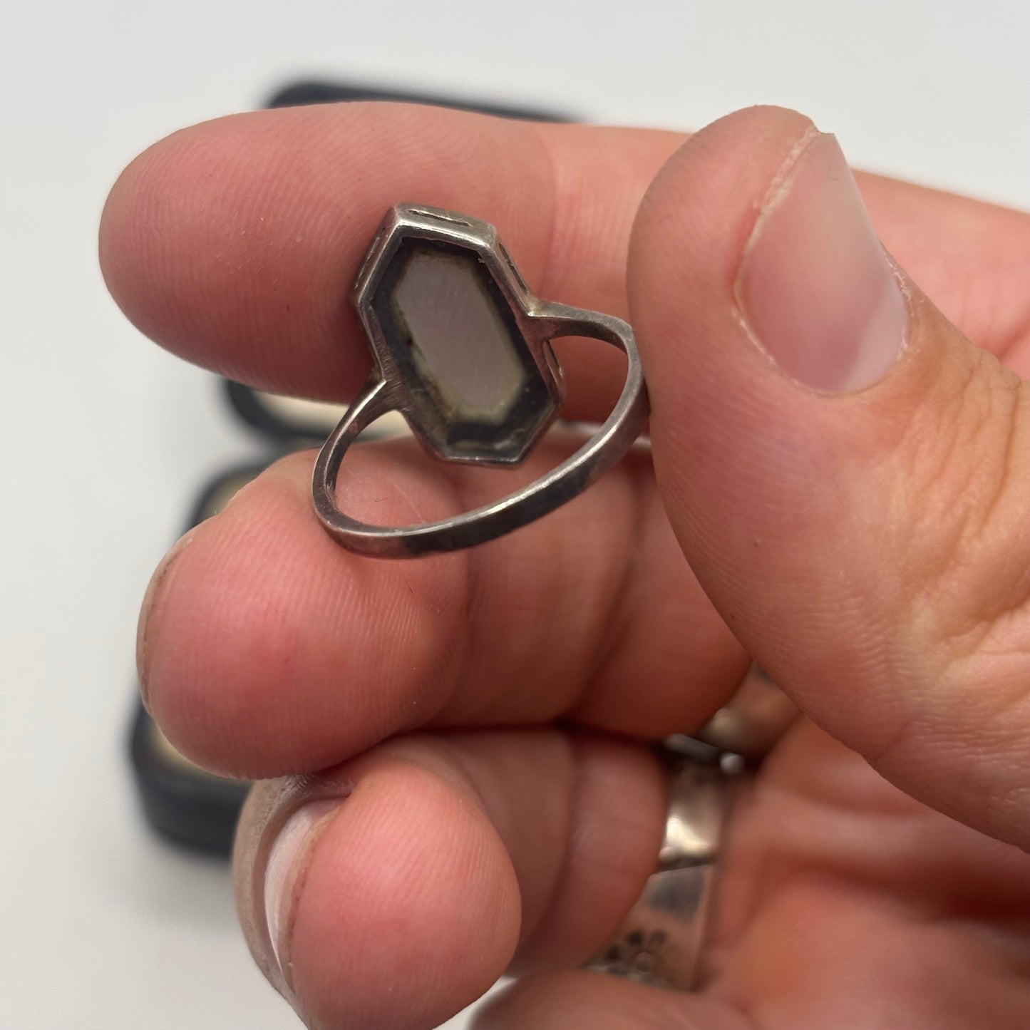 Silver Pearl & Marcasite Art Deco Style Ring (Q)
