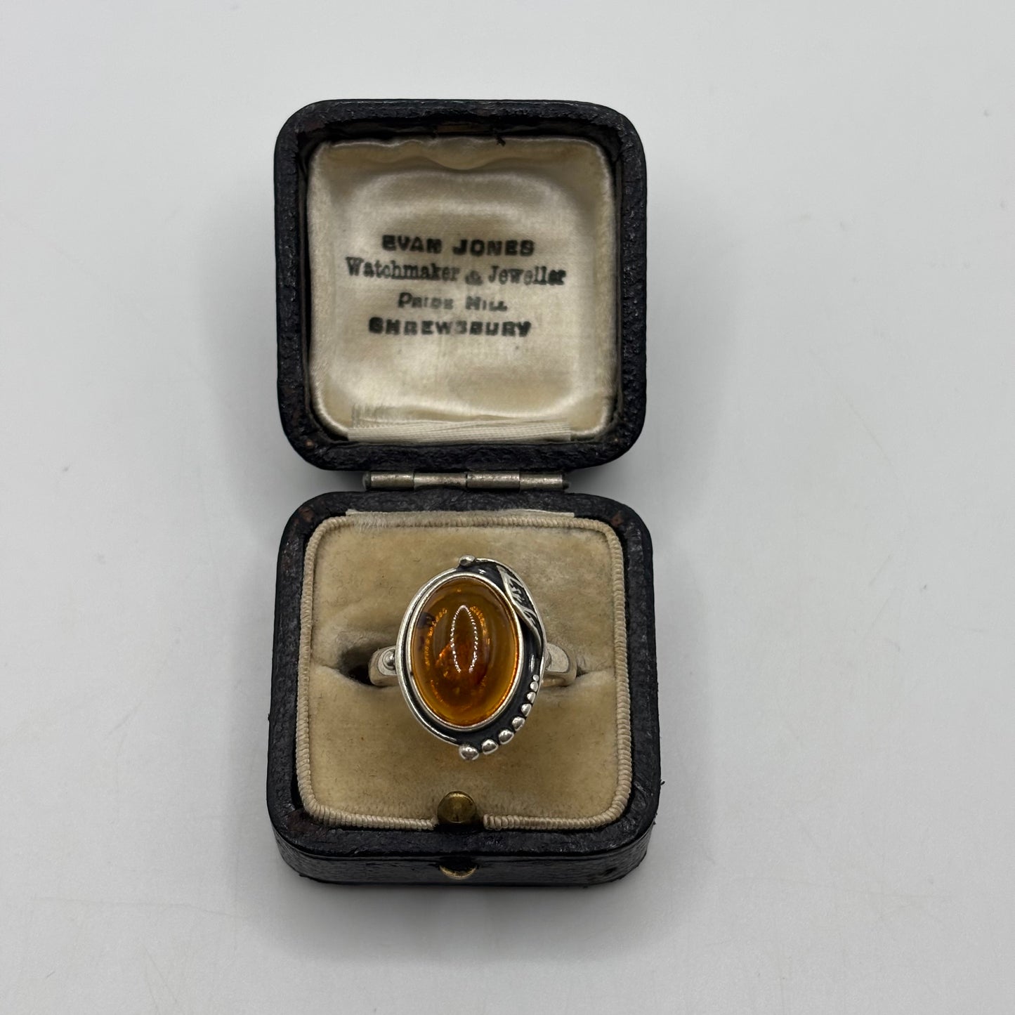 Silver Amber Ring