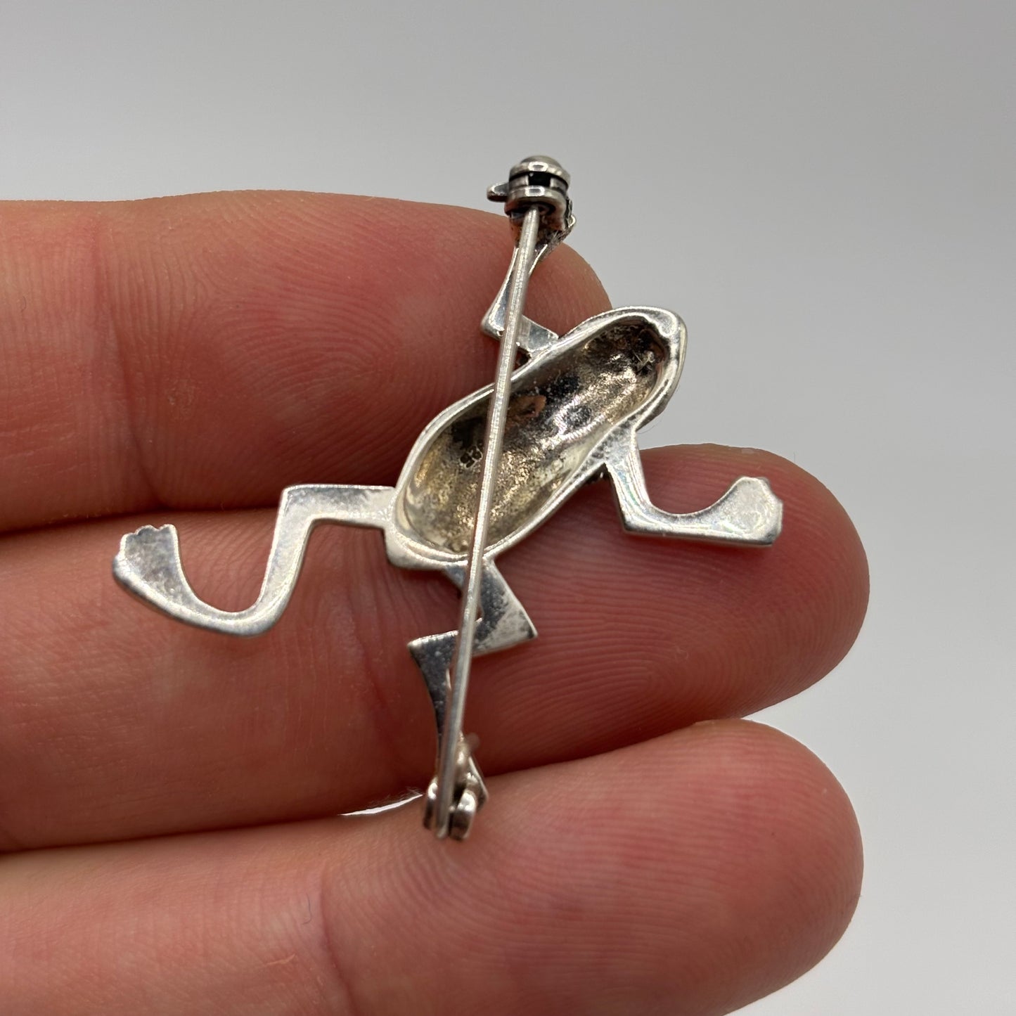 Silver Vintage Marcasite Frog Brooch
