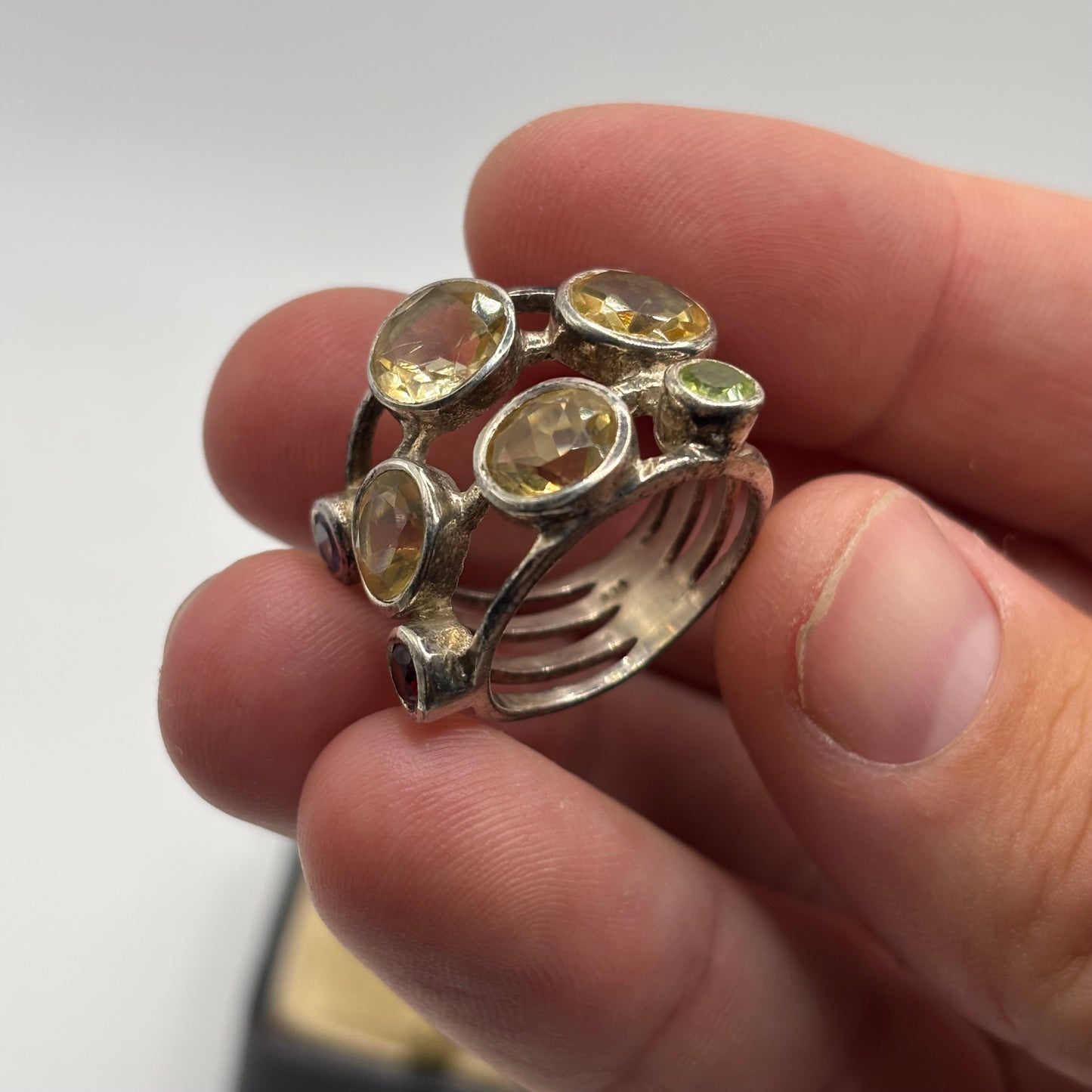 Silver Citrine & Mixed Gem Ring (N)