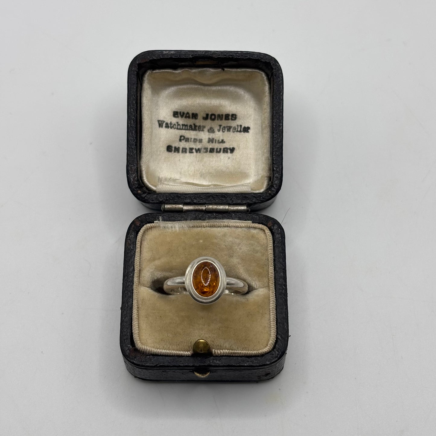 Silver Amber Ring