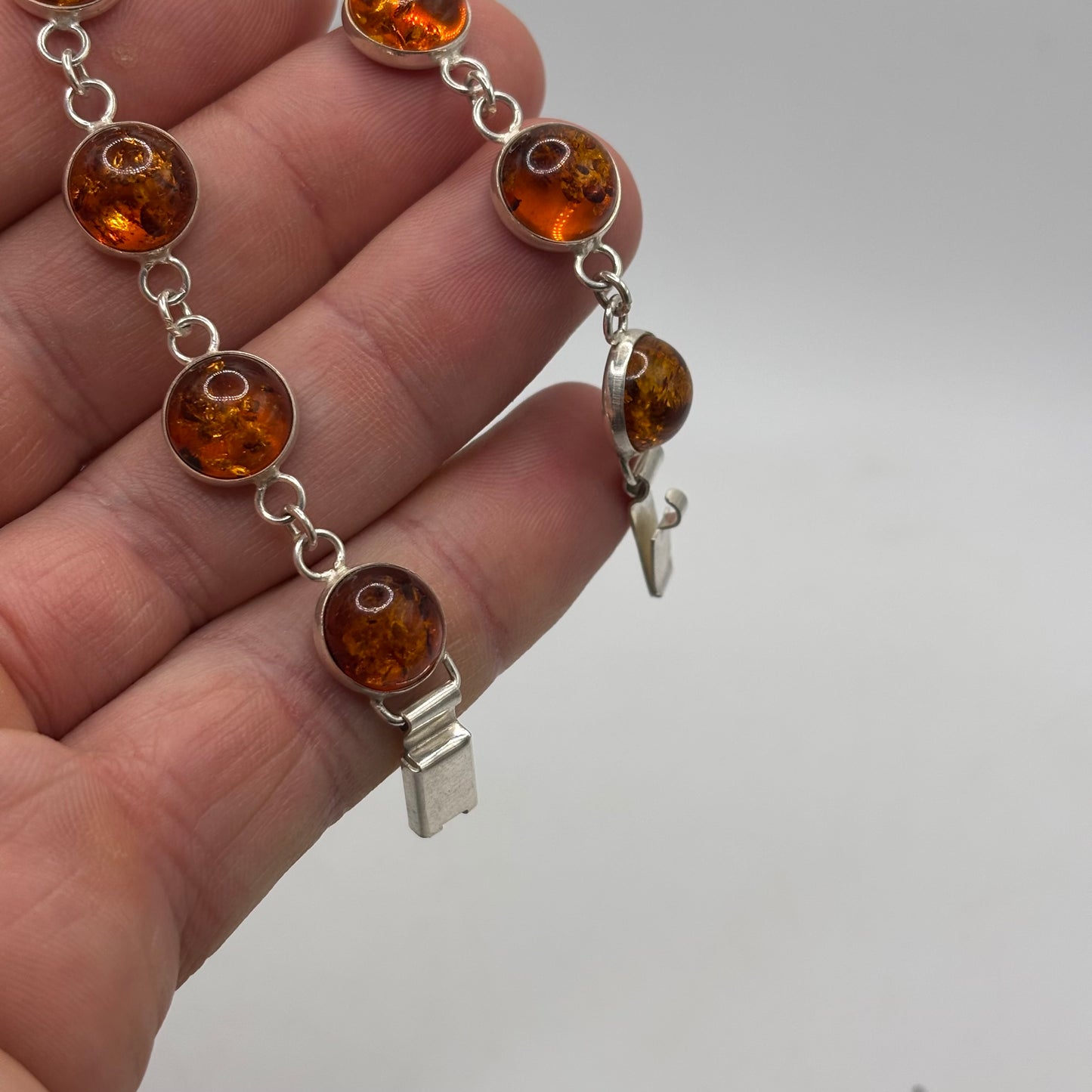 Silver 7” Amber Bracelet