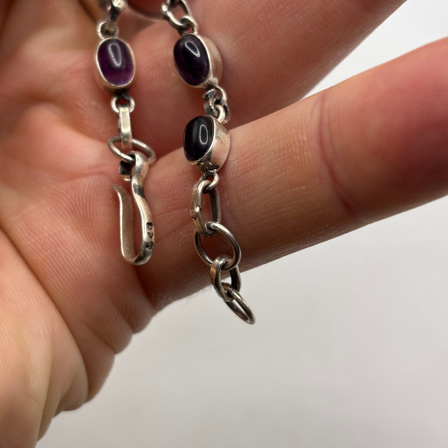 Silver 8” Amethyst Bracelet
