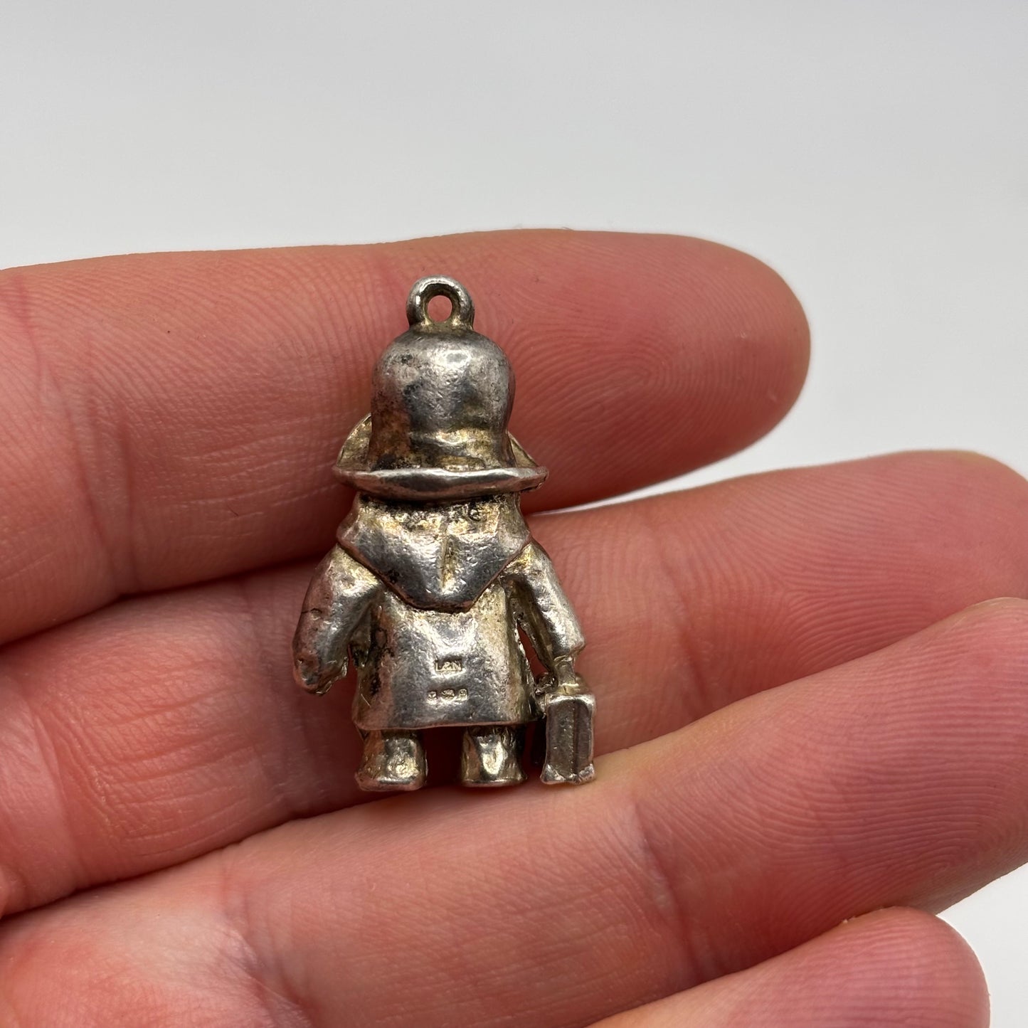 Silver Solid Paddington Bear Pendant