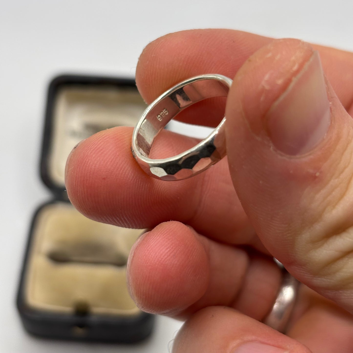 Silver Hammered Band Ring