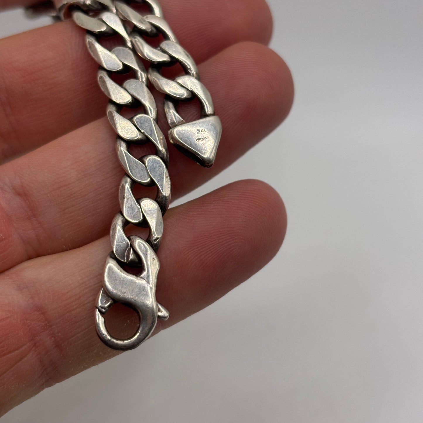 Silver 8” Unusual Link Curb Bracelet