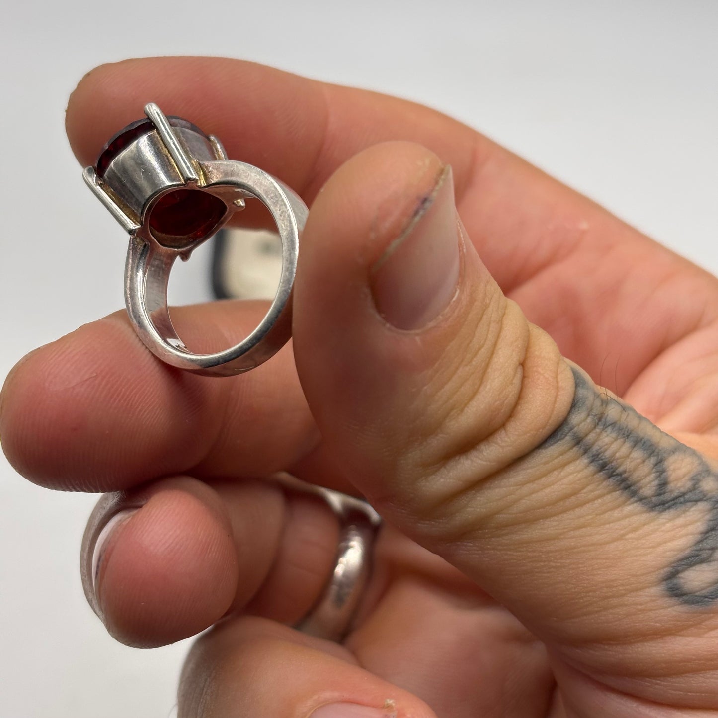 Silver Red Stone Ring