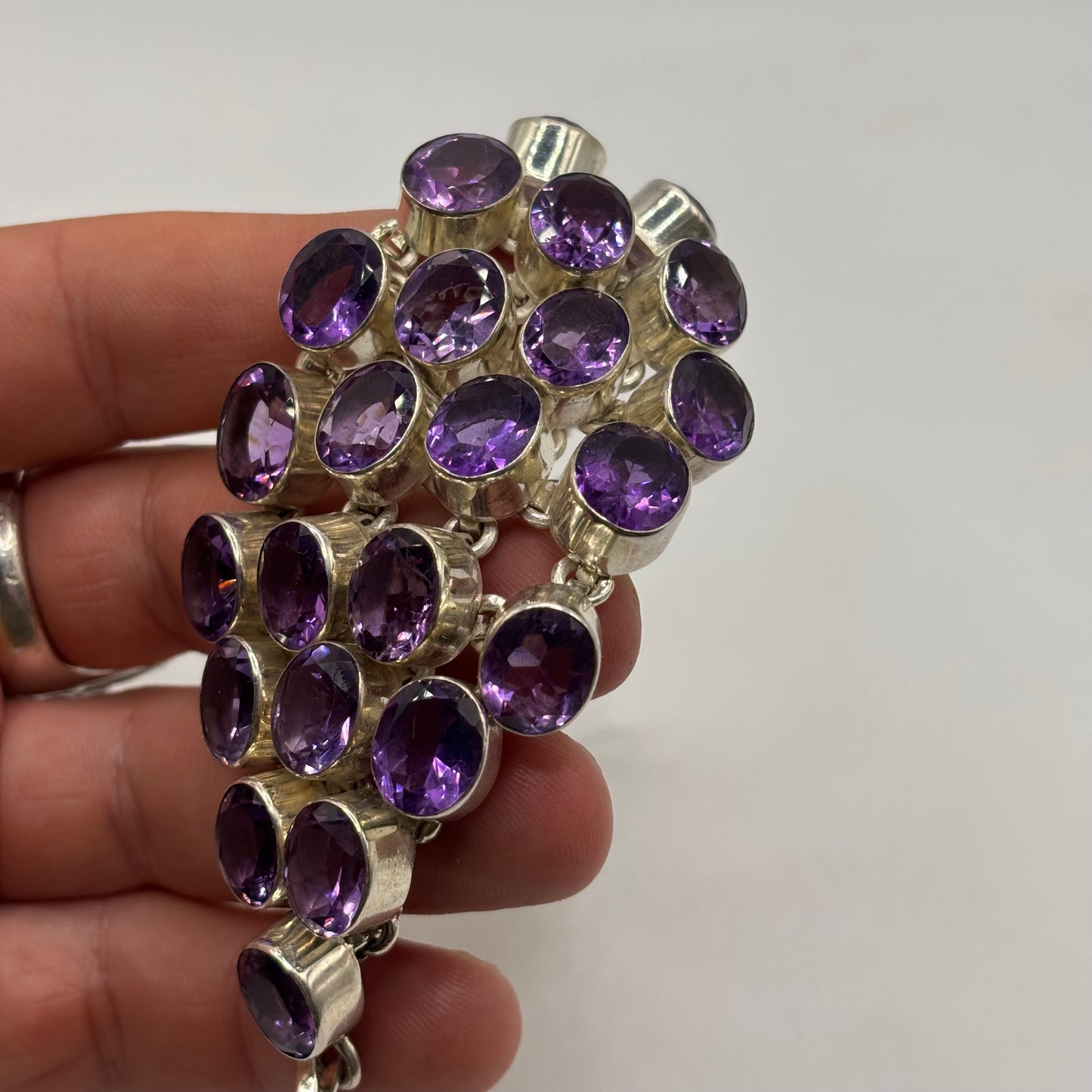 Silver 6”-7.5” Incredible Amethyst Bracelet