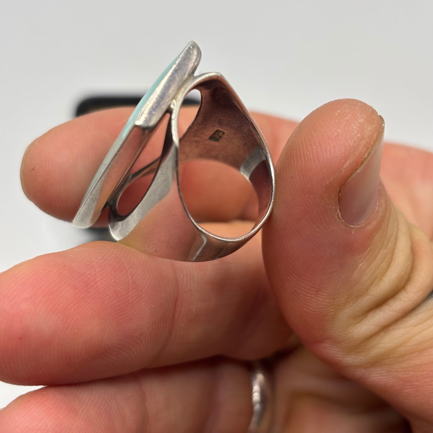 Silver Turquoise Rectangle Ring