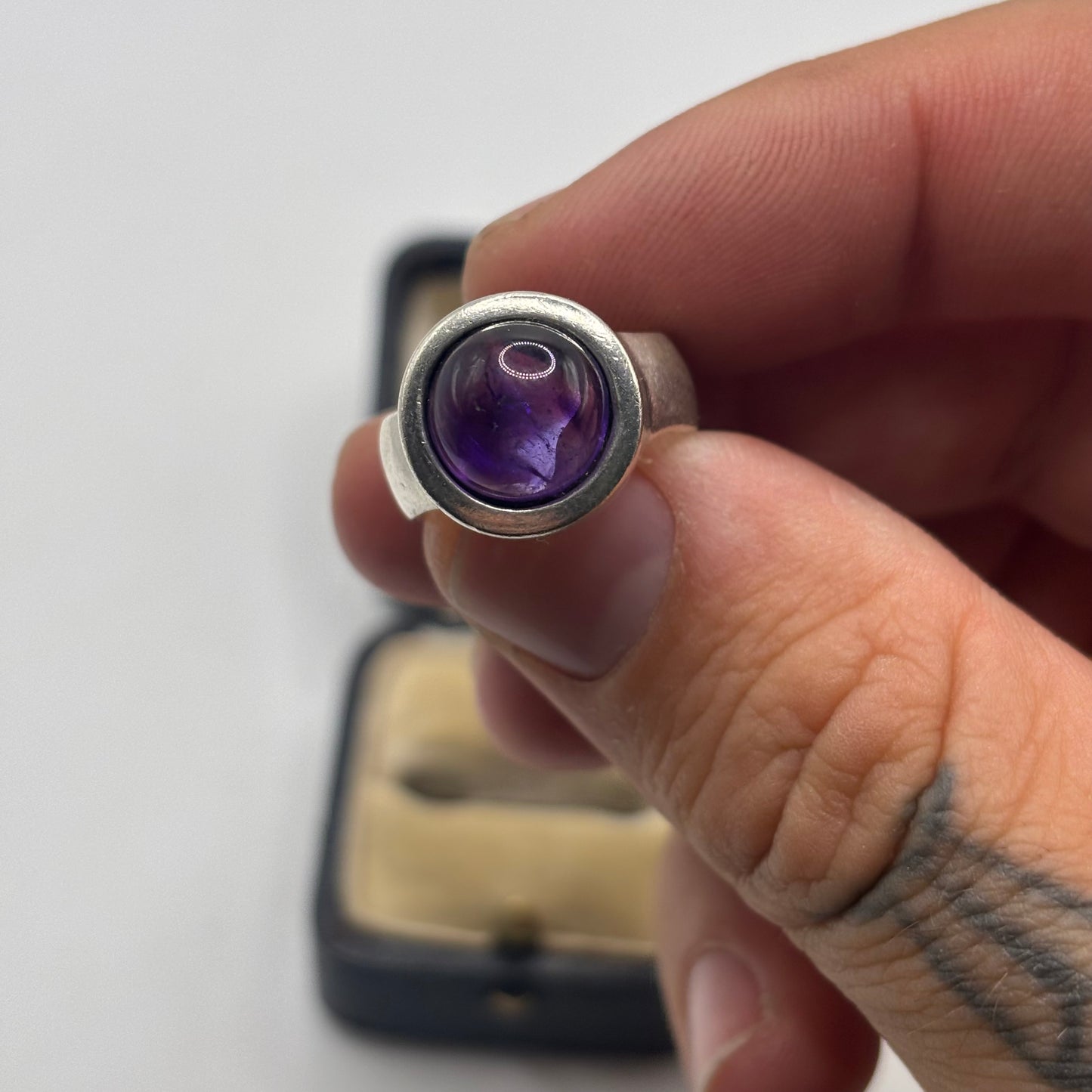Silver Chunky Amethyst Ring