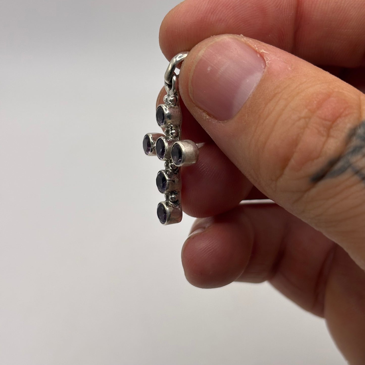 Silver Amethyst Cross Pendant