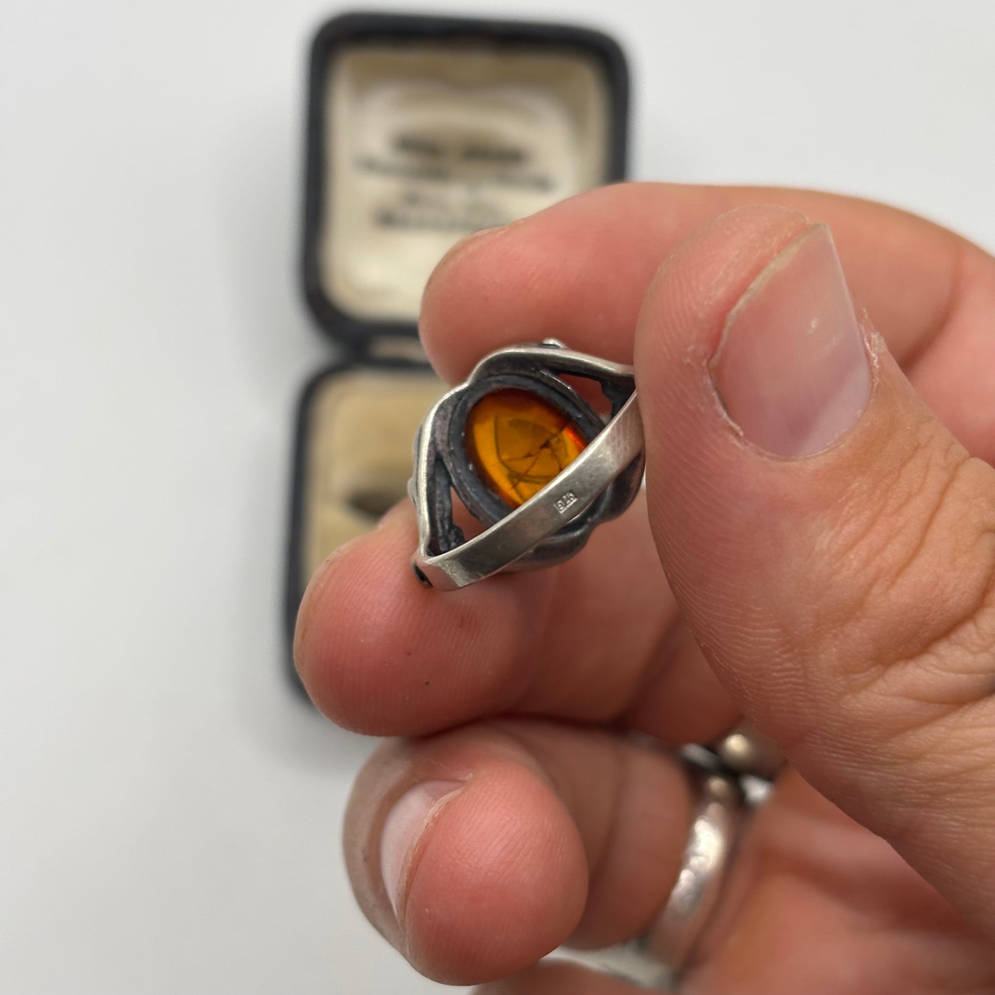 Silver Baltic Amber Ring