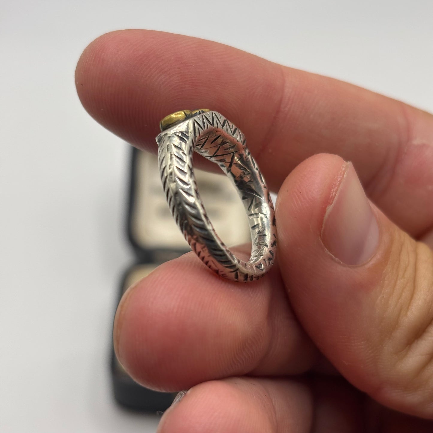 Silver Blue Topaz Unusual Ring (O)
