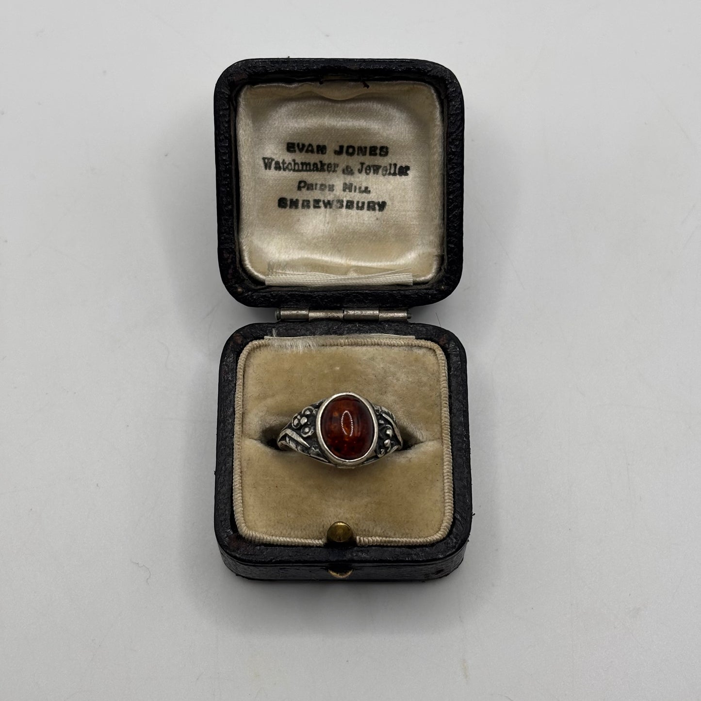 Silver Amber Ring