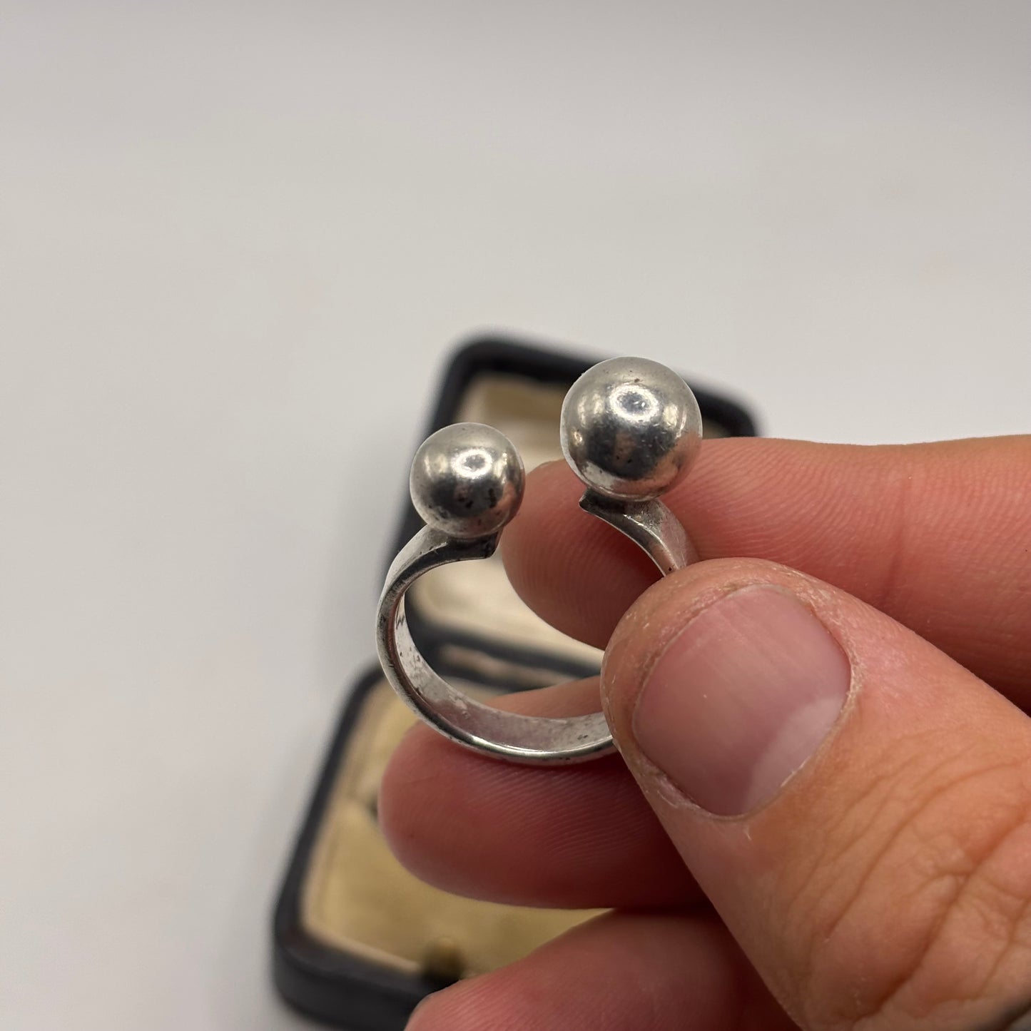 Silver Abstract Ball Ring