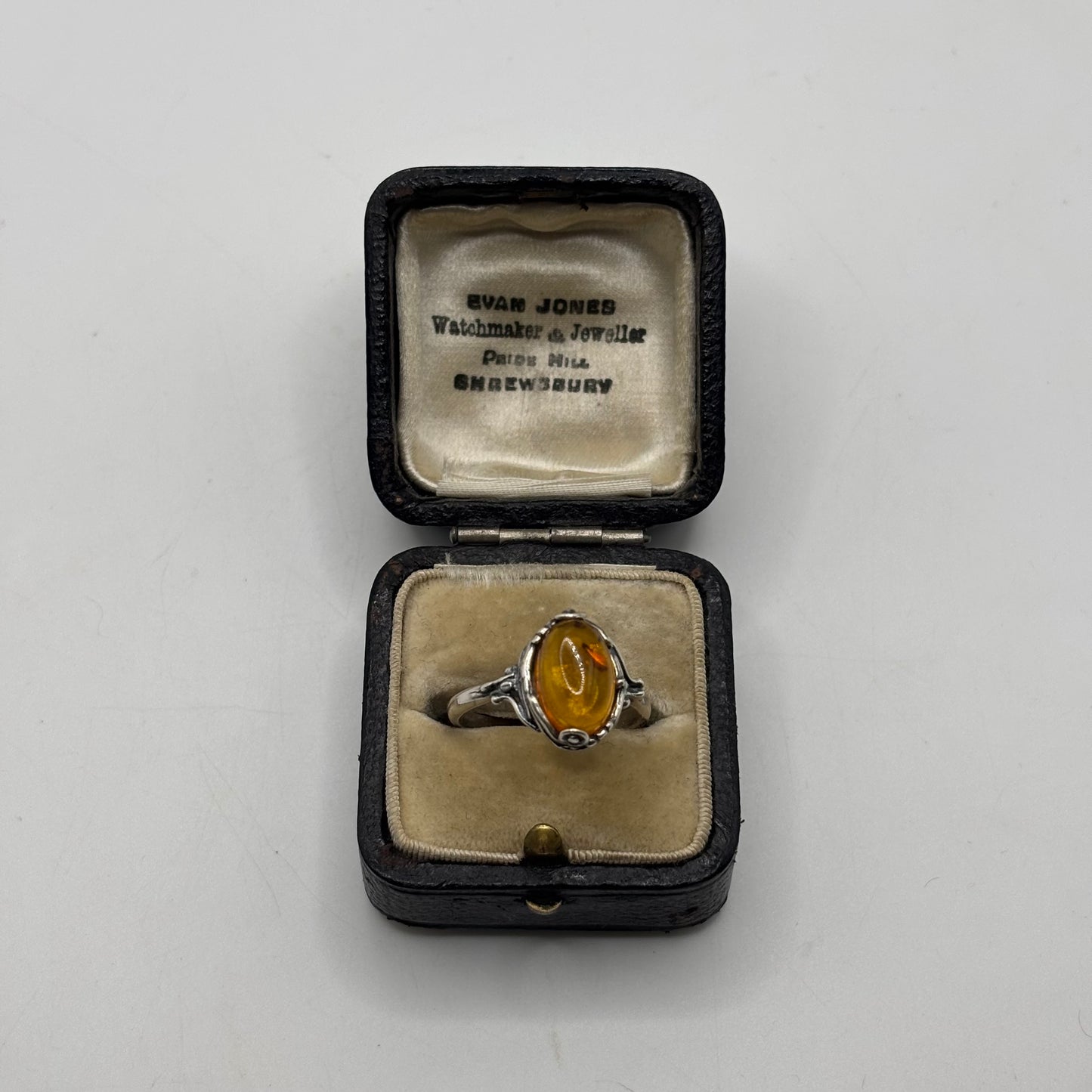 Silver Amber Ring