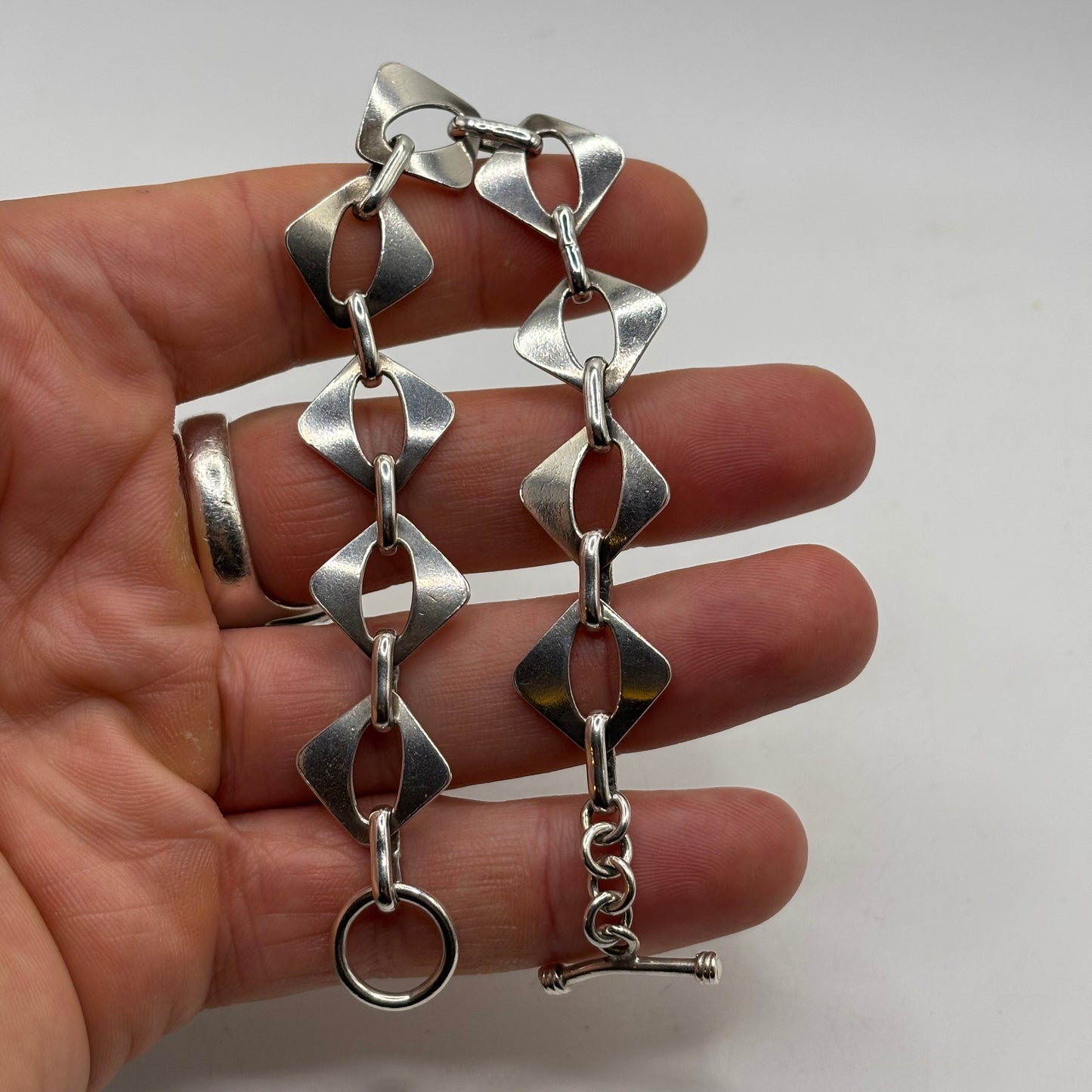 Silver 8” Abstract Bracelet
