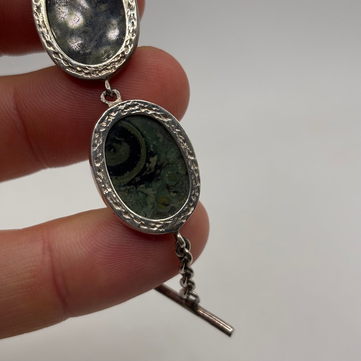 Silver 7”-7.5” Galaxy Jasper Bracelet