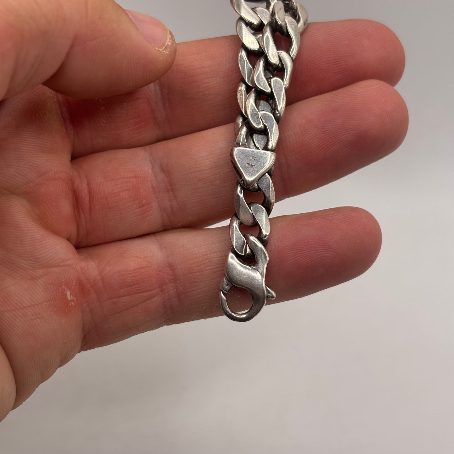 Silver 8” Unusual Link Curb Bracelet