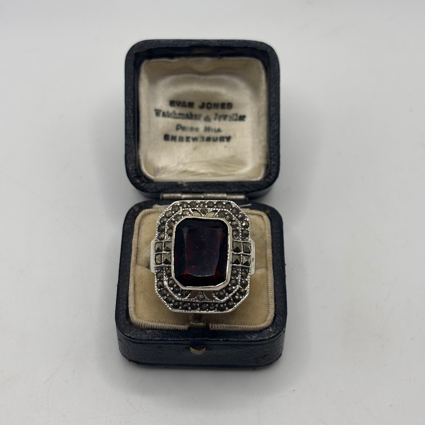 Silver Garnet & Marcasite Ring