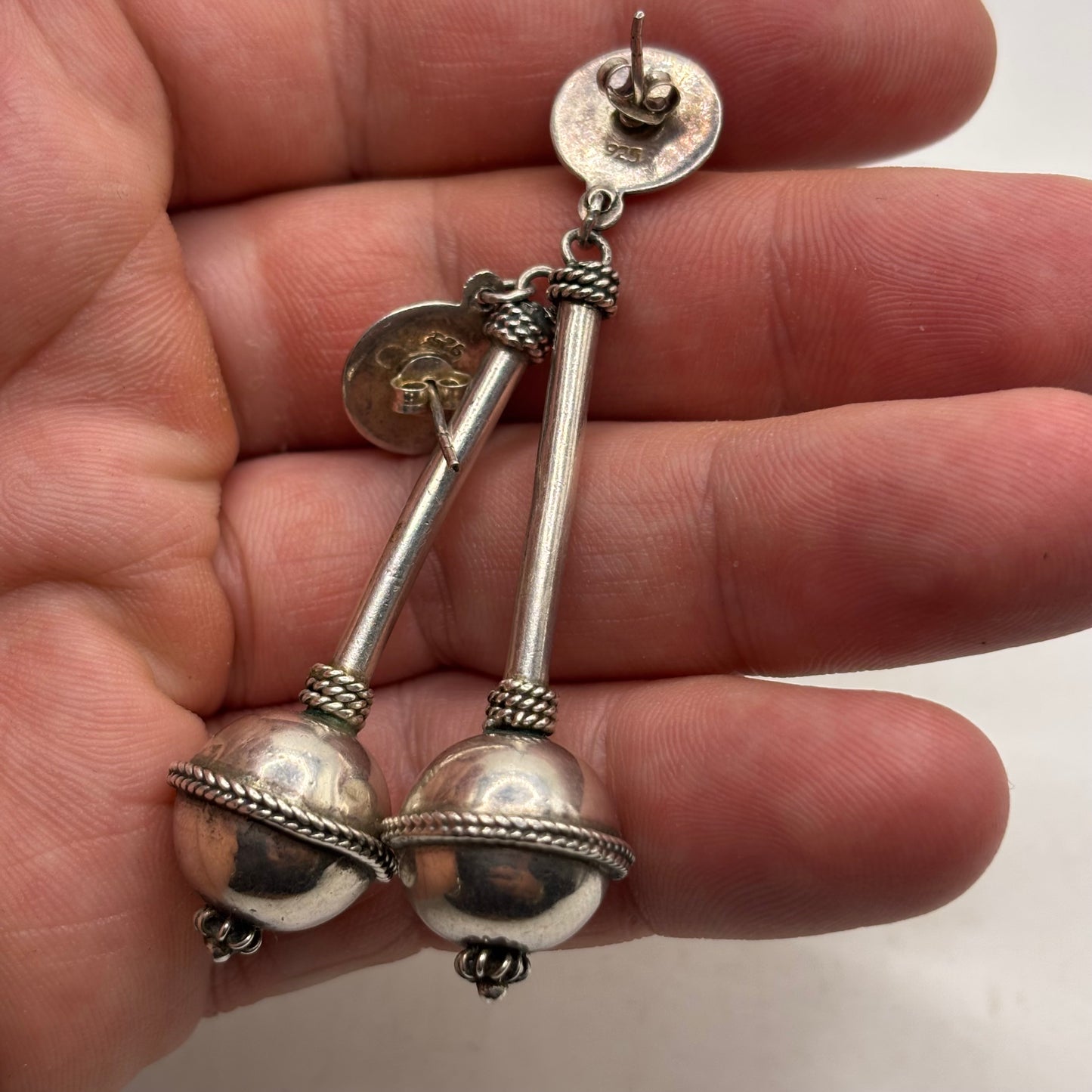 Silver Ball Earrings (65mm)