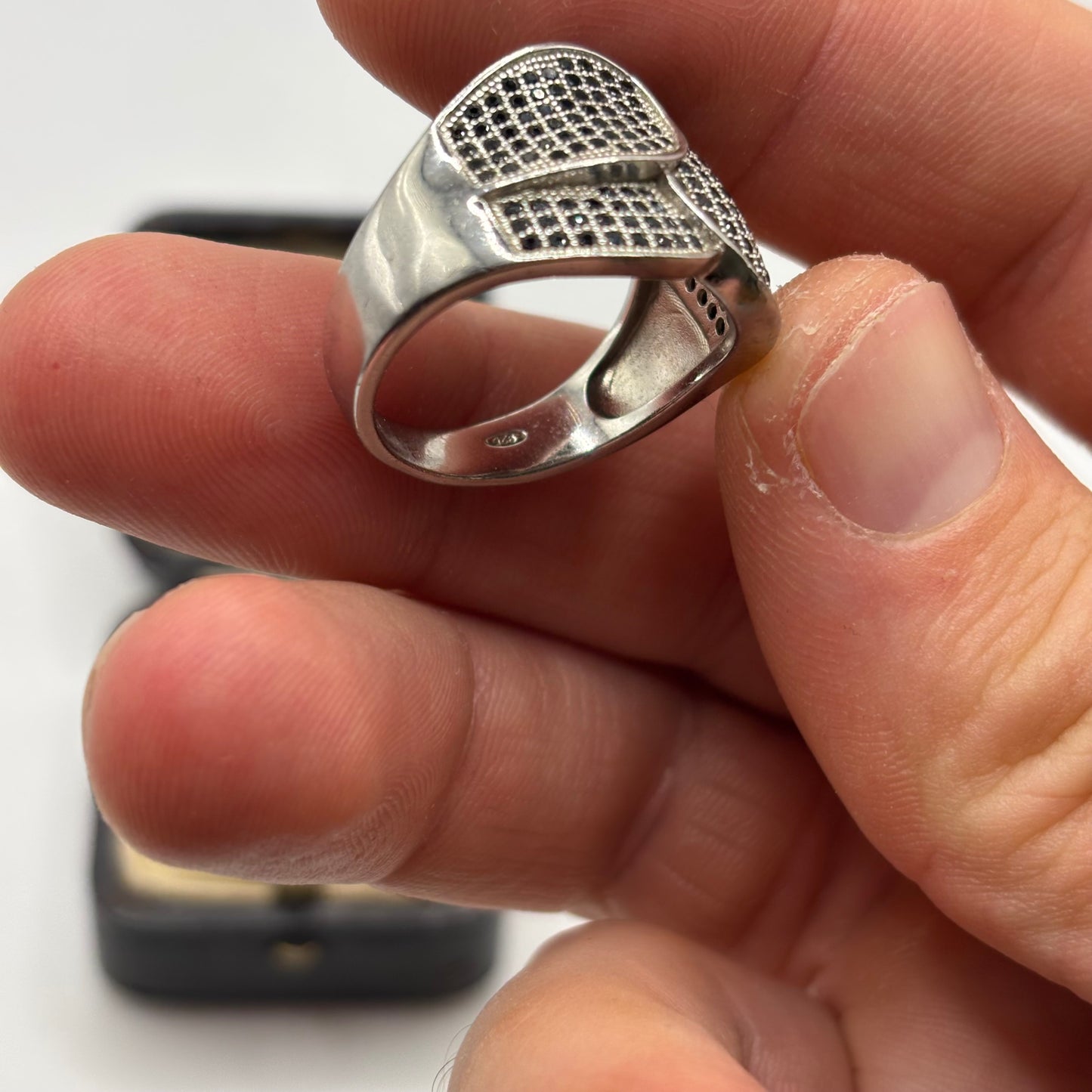 Silver Black CZ Ring