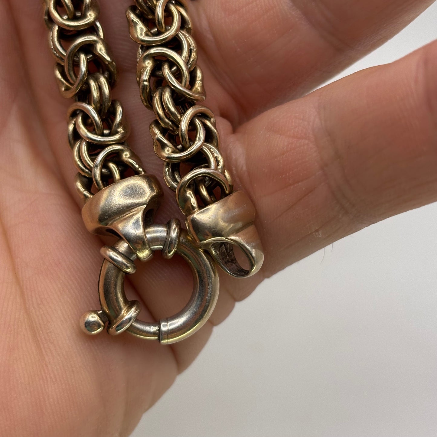 7.5” Gold On Silver Byzantine Bracelet