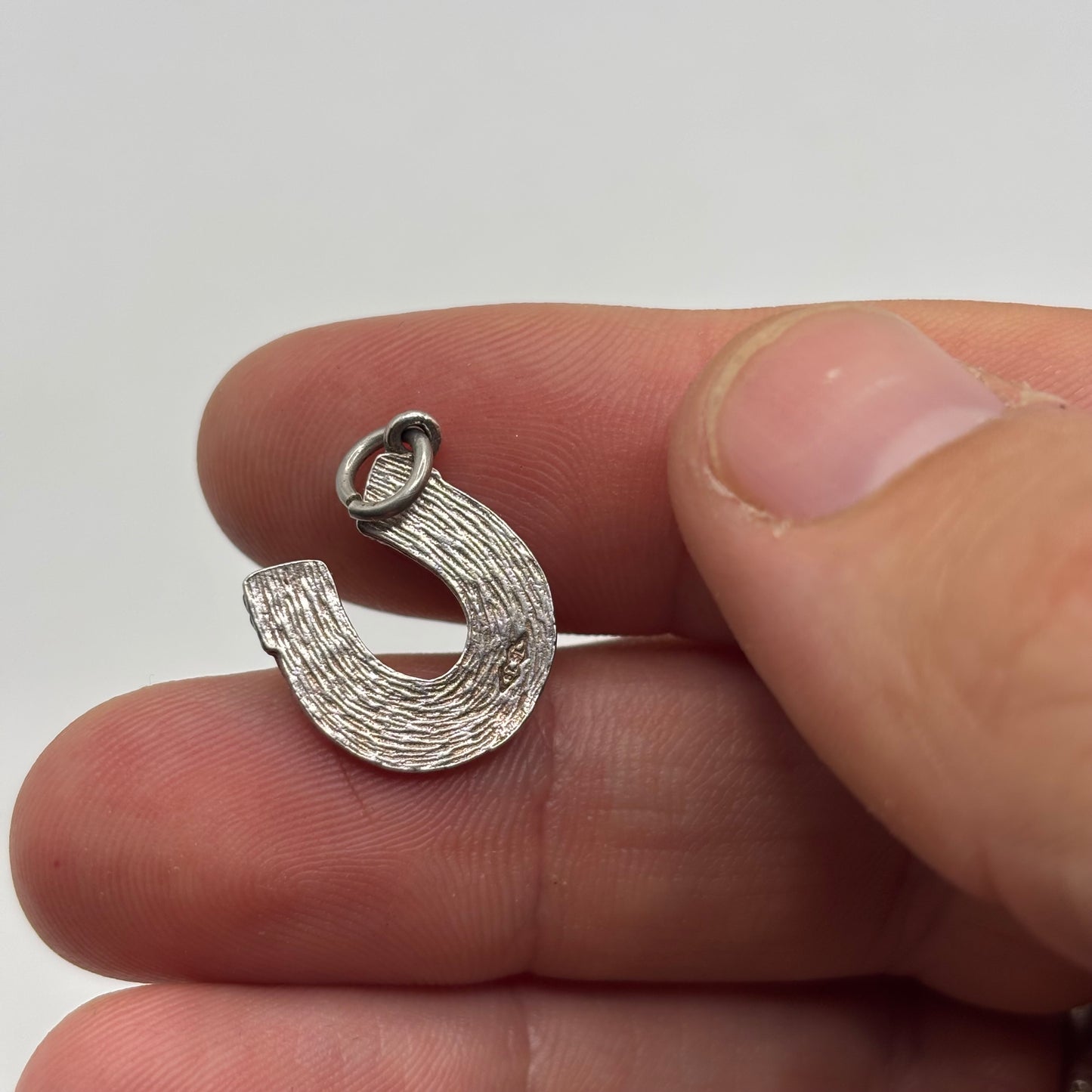 Silver Garnet Horseshoe Pendant