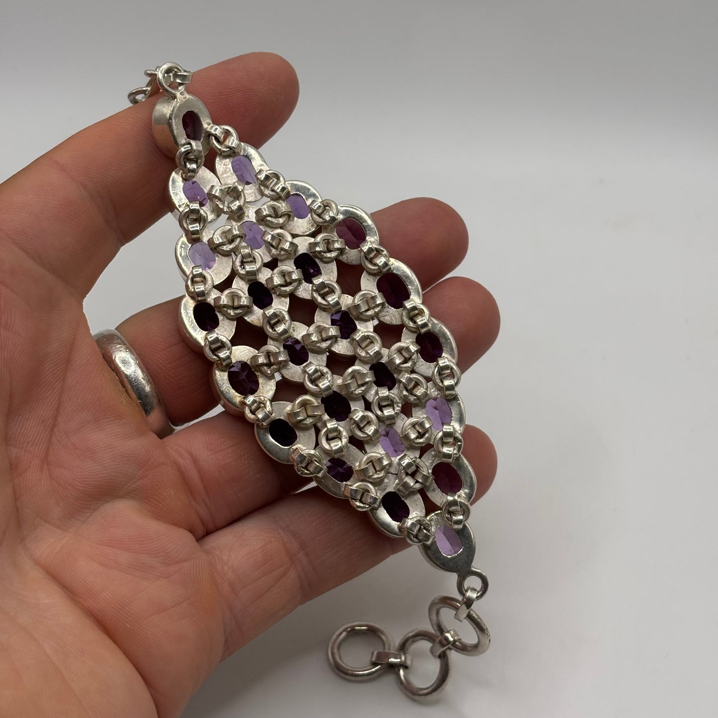 Silver 6”-7.5” Incredible Amethyst Bracelet