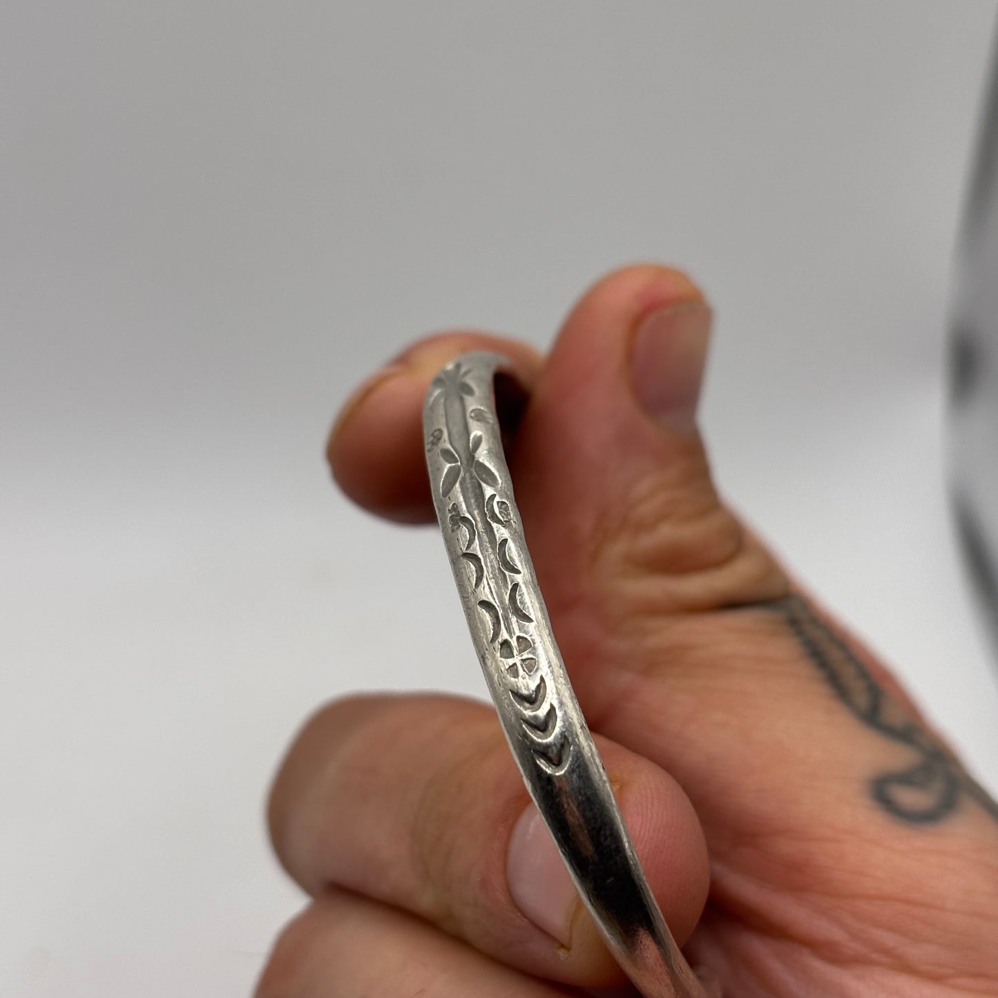 Silver Stamp Work Cuff Bracelet