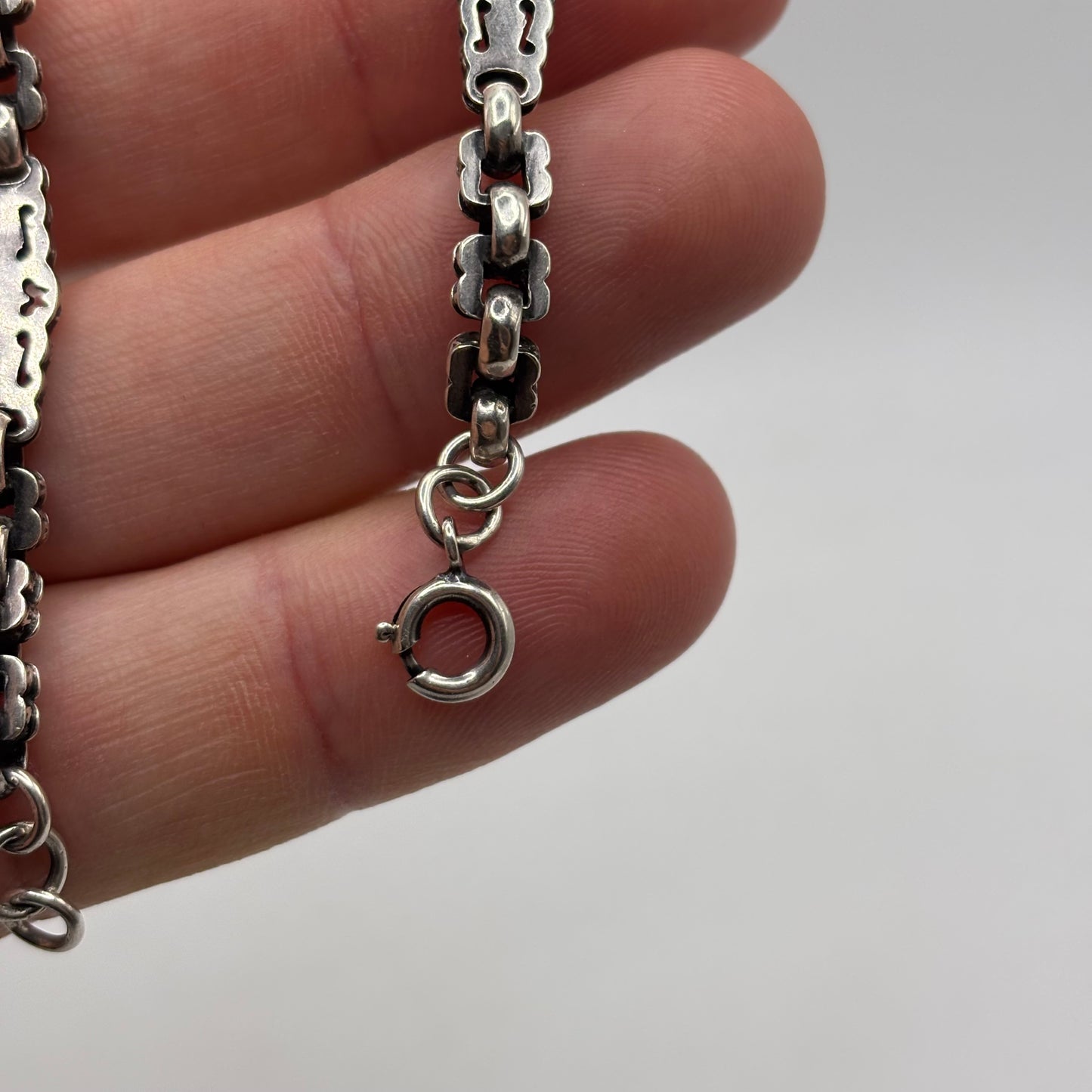 Silver 7.5” Victorian Fancy Link Bracelet