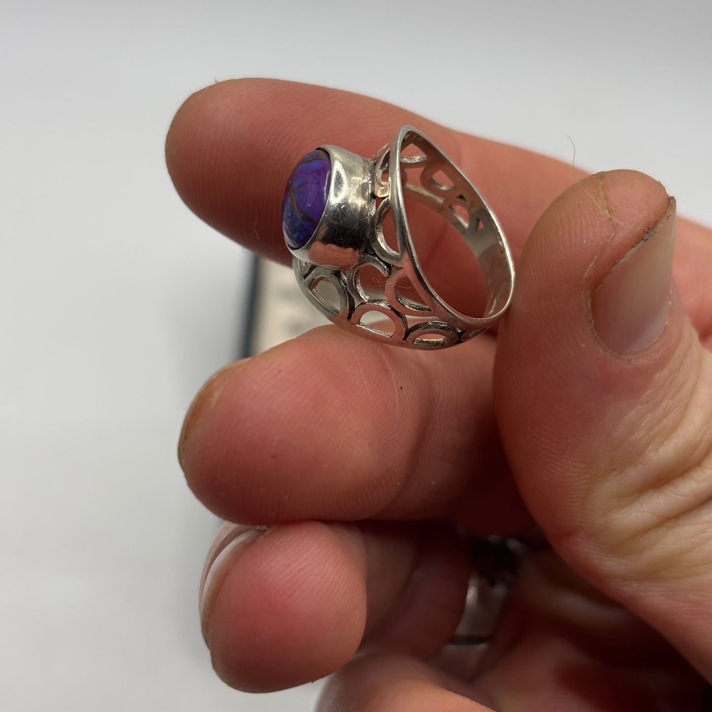 Silver Copper Purple Turquoise Ring (V)