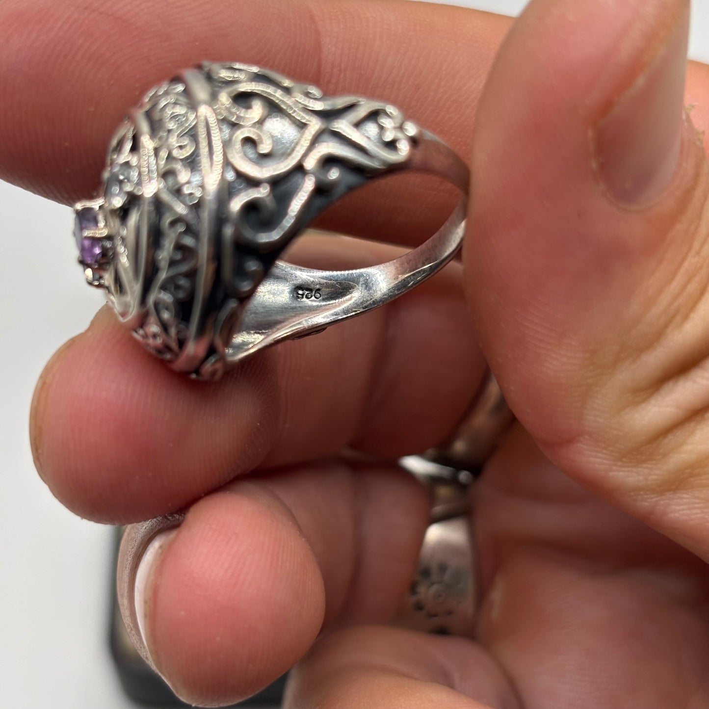 Silver Heavy Amethyst Ring (S)